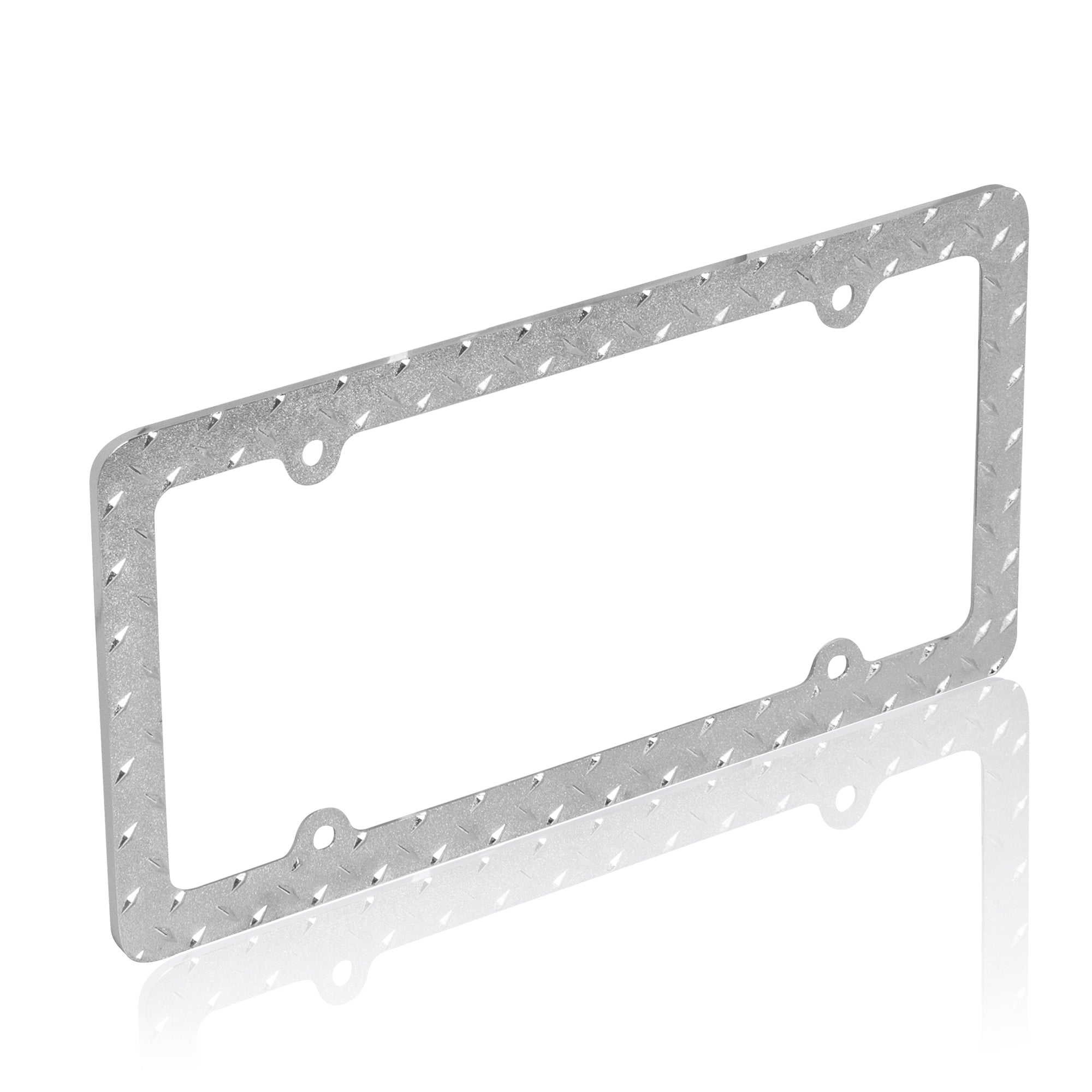 Heavy Duty Rust-Proof Chrome Plated Stainless-Steel Metal Diamond License Plate Frame Universal Size for Car Truck SUV (Pack of 2) - 2-Pack