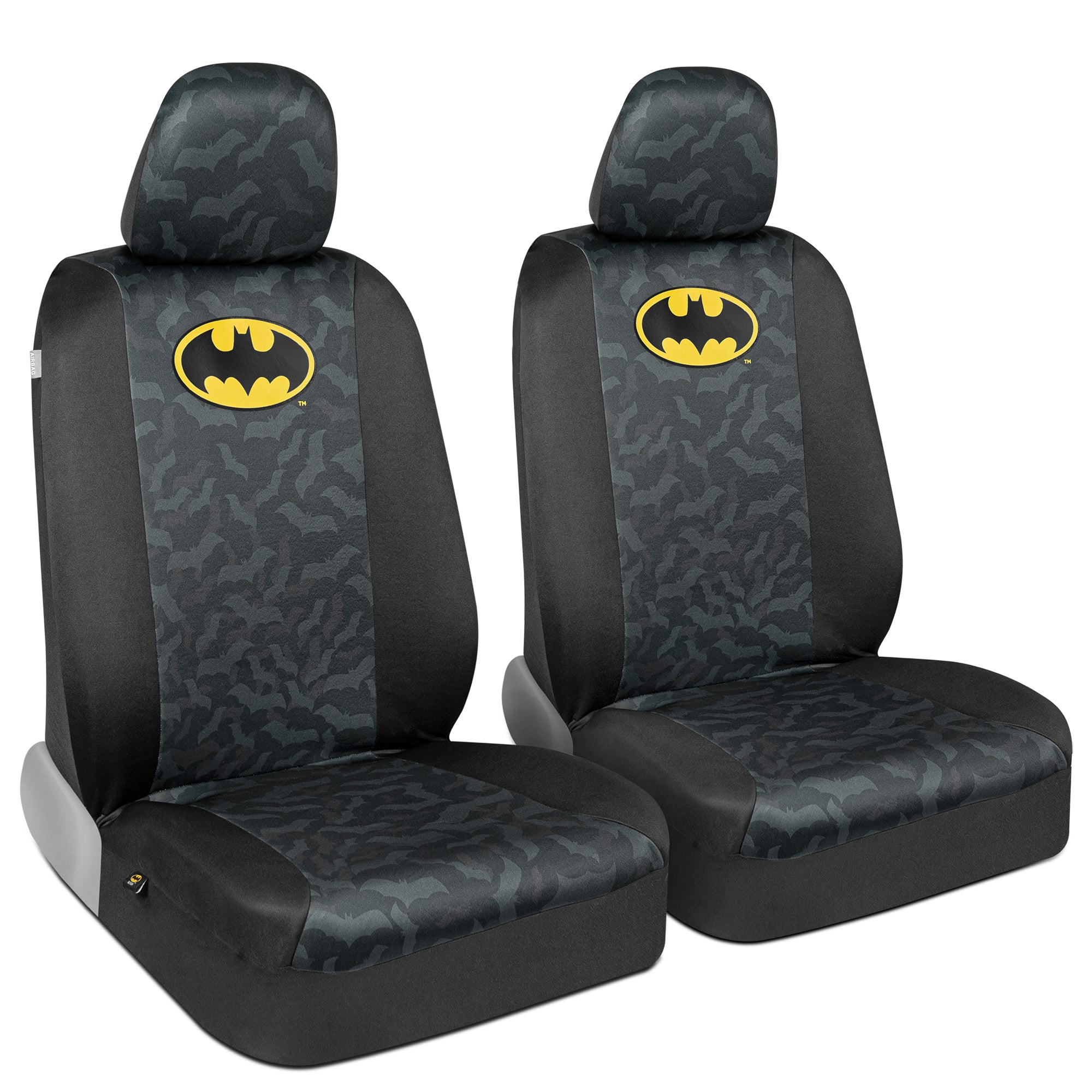Batman Car Seat Covers for Front Seats with Matching Seat Belt Pads – Officially Licensed Warner Brothers Superhero Auto Accessories Bundle, Made for Car Truck Van and SUV