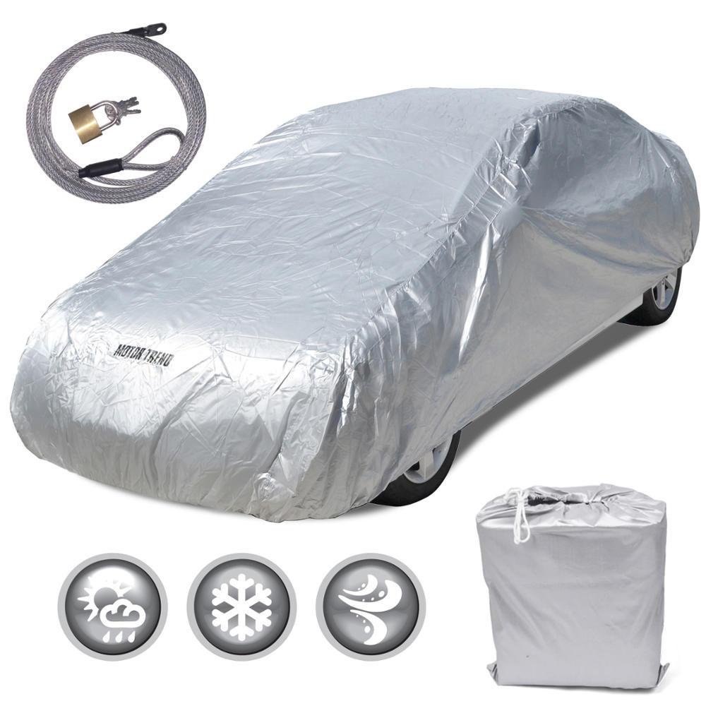 Motor Trend All Season WeatherWear 1-Poly Layer Snow proof, Water Resistant Car Cover Size L - Fits up to 190" - CC-543+LOCK