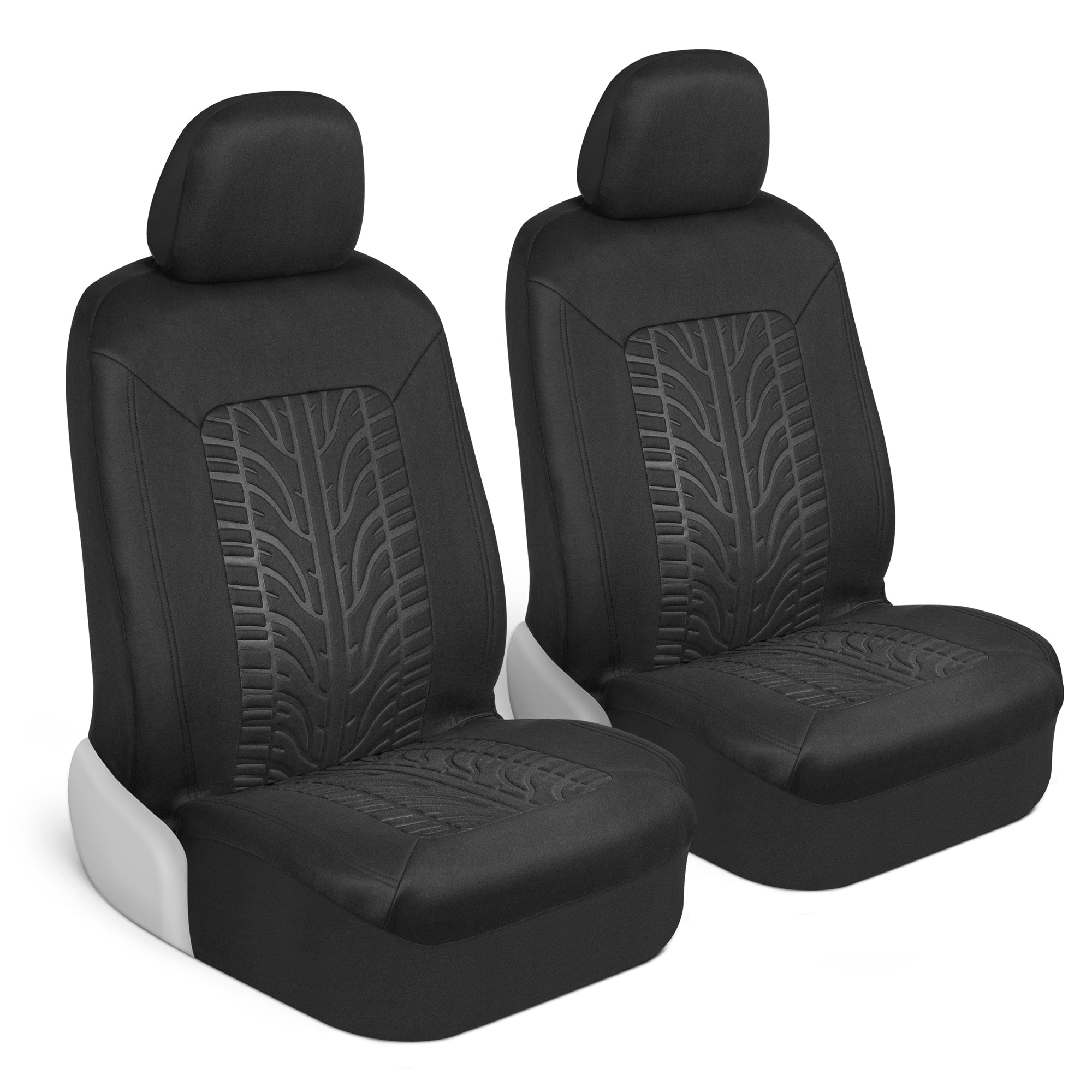 Motor Trend GrandPrix Seat Covers for Cars, Black Tire Tread Embossed Car Seat Covers for Front Seats, Automotive Interior Covers for Car Truck Van SUV, 2 Count (Pack of 1) - Black