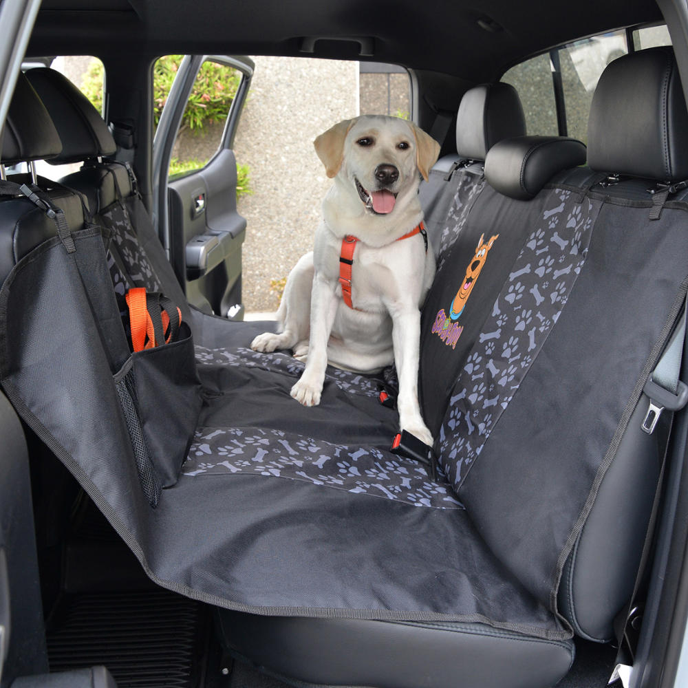 Scooby Doo Waterproof Dog Car Seat Cover for Back Seat, Full Hammock Style – Heavy Duty Black Oxford Automotive Rear Bench Seat Cover for Dogs, Interior Covers for Auto Truck Van SUV