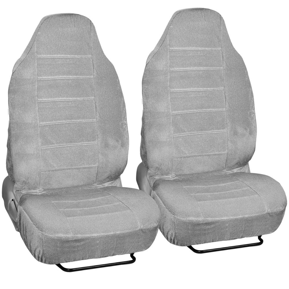 BDK Beige Dotted Cloth Regal Style 2 Piece Premium High Back Auto Seat Covers  - Beige:#C2A86D