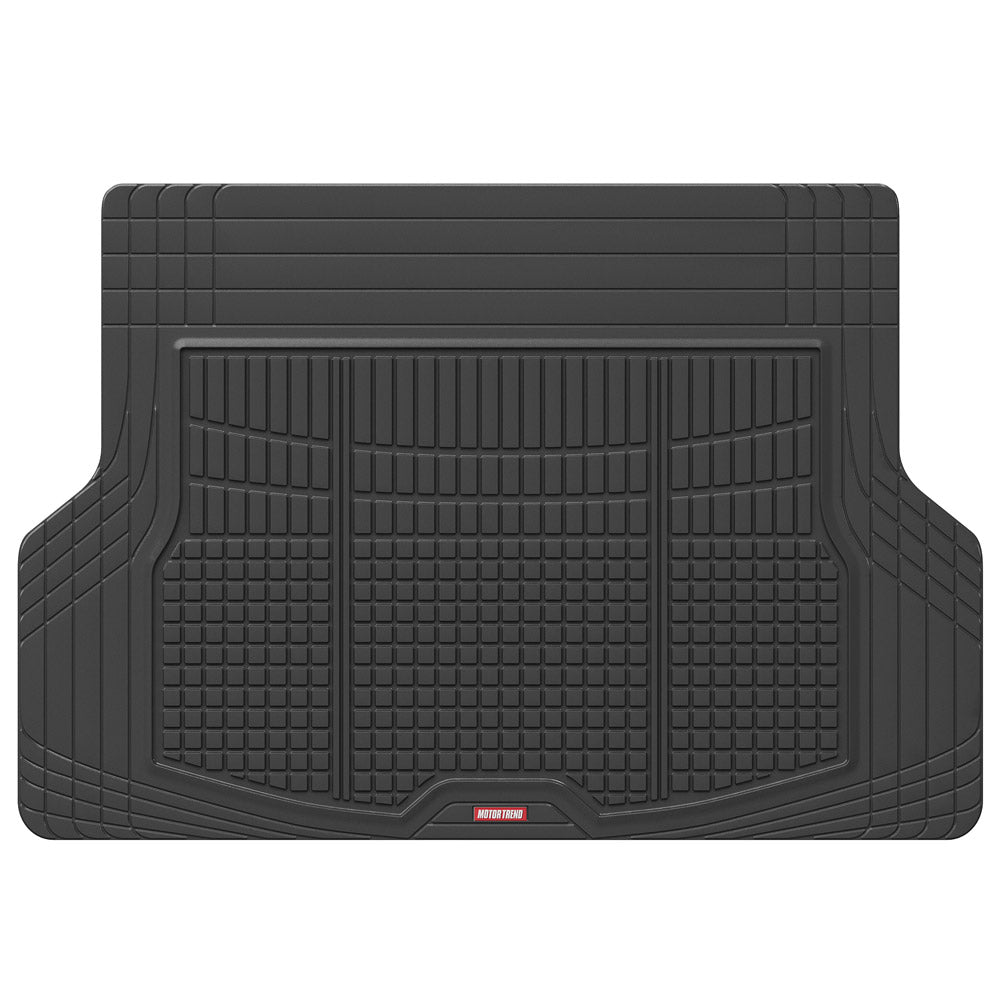 Motor Trend Premium FlexTough All-Protection Cargo Mat Liner – w/Traction Grips & Fresh Design, Heavy Duty Trimmable Trunk Liner for Car Truck SUV, Black (OF-985-BK) - Black:#000000