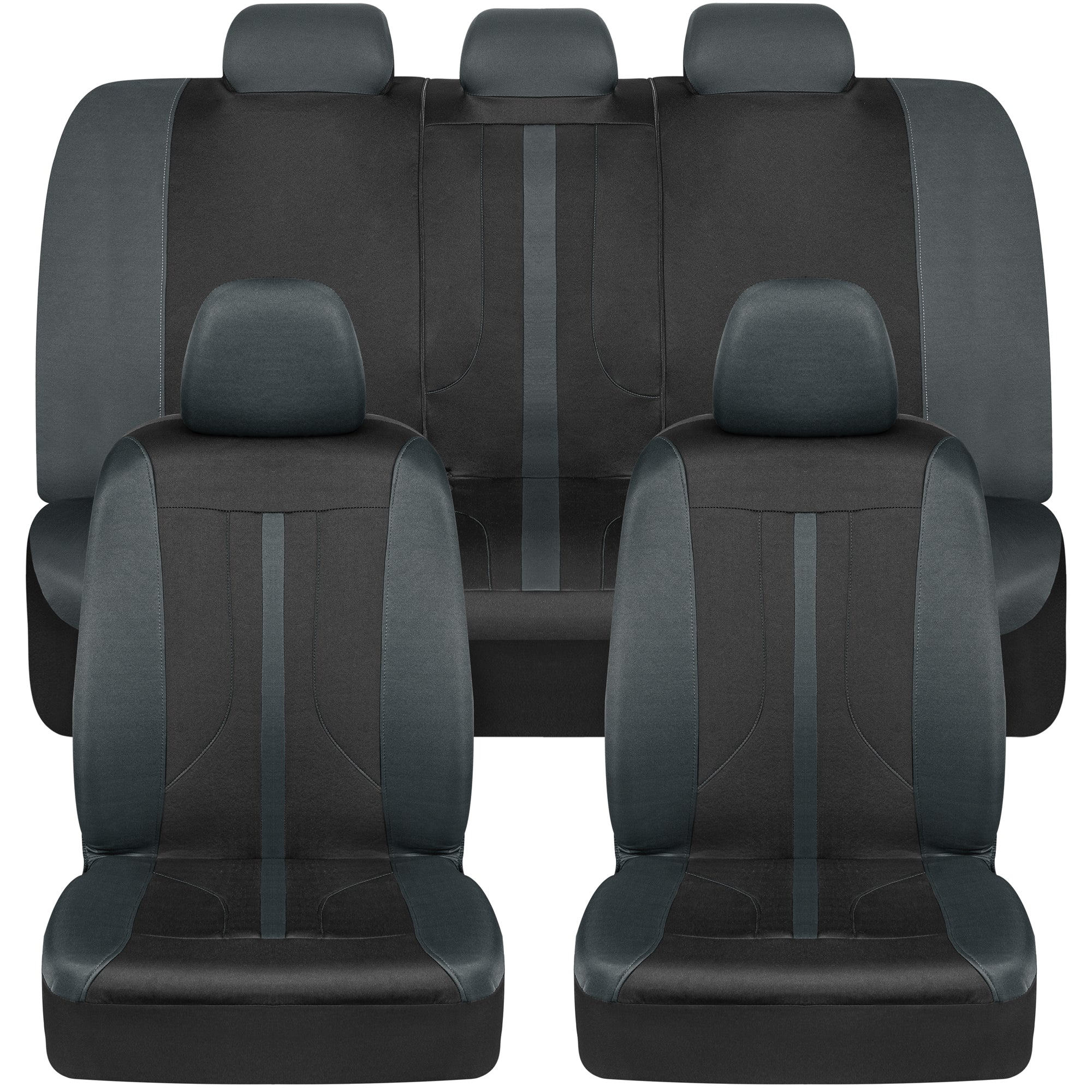 Motor Trend OmniFit Seat Covers for Cars, Two-Tone Gray Car Seat Covers Full Set with Hooded Split Bench Seat Cover, Interior Car Accessories, Automotive Seat Covers