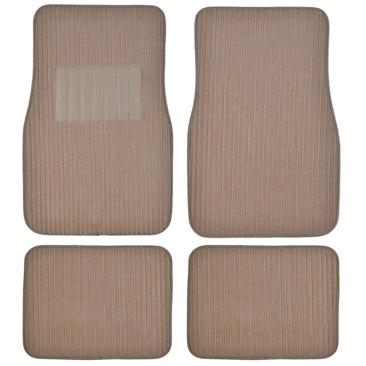 BDK Corduroy Ribbed Carpet Floor Mats for Car Auto - 4pc Set - Front/Rear Coverage Thick Liners - Black:#000000