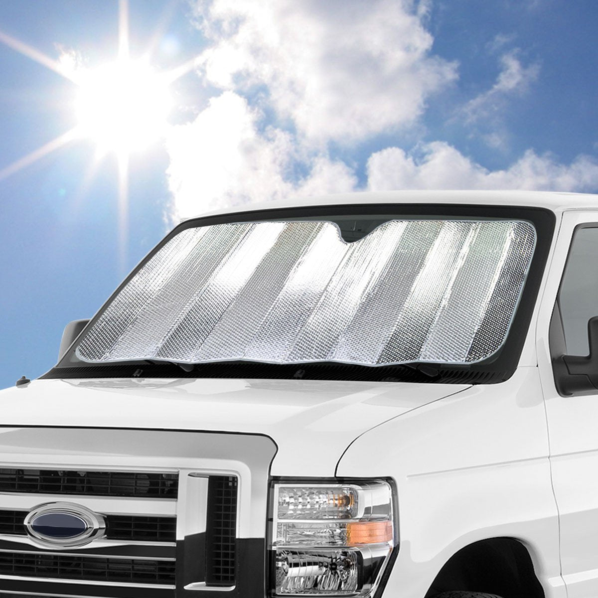 BDK Universal Car Sun Shades-Foldable Heat & UV Ray Protection-Sunshade to Keep Your Vehicle Cool and Damage Free, Easy to Use, Fits Windshields of Various Sizes (Jumbo) (AS-212