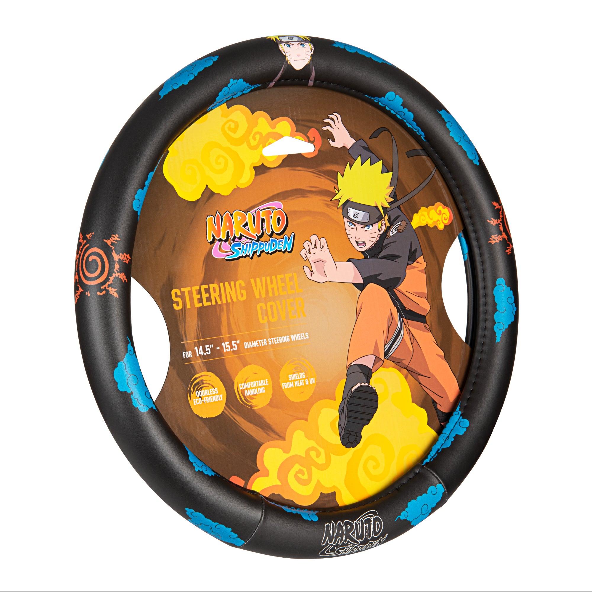 Naruto Shippuden Car Steering Wheel Cover, 15 Inch Anime Steering Wheel Cover, Cushioned Soft Comfortable Cover Anime Car Accessories for Men Women, Kumogakure