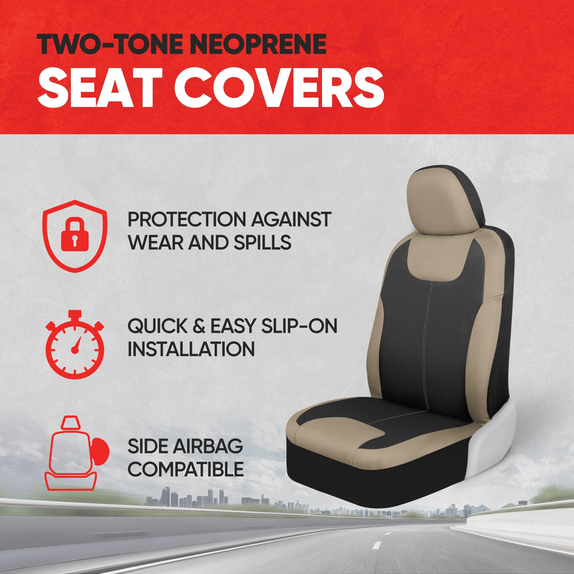 MotorTrend 2-Pack Neoprene Two-Tone Front Seat Covers