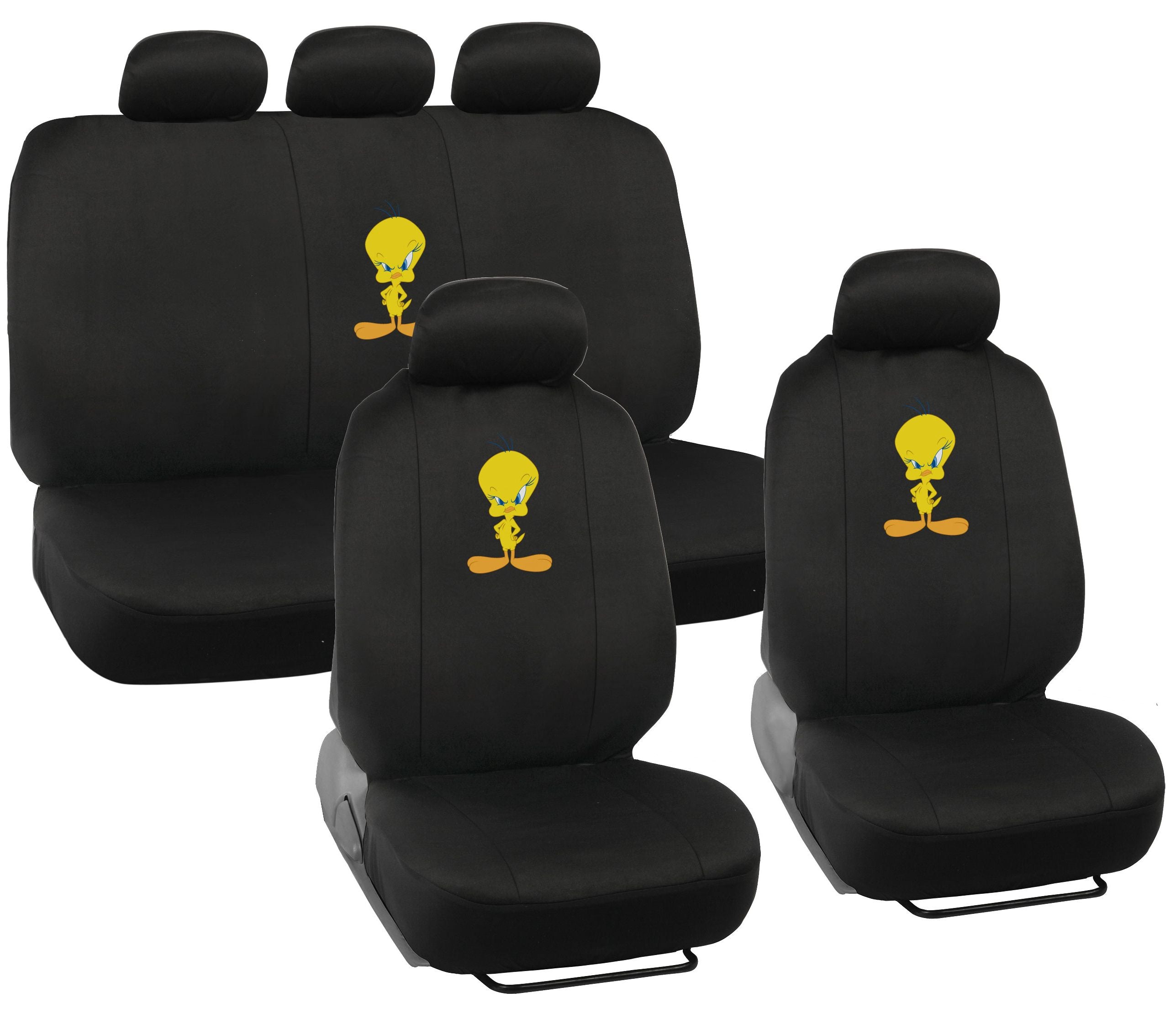 Warner Bros Looney Tunes 9-Piece Tweety Bird Front Seat Covers and Rear Seat Covers