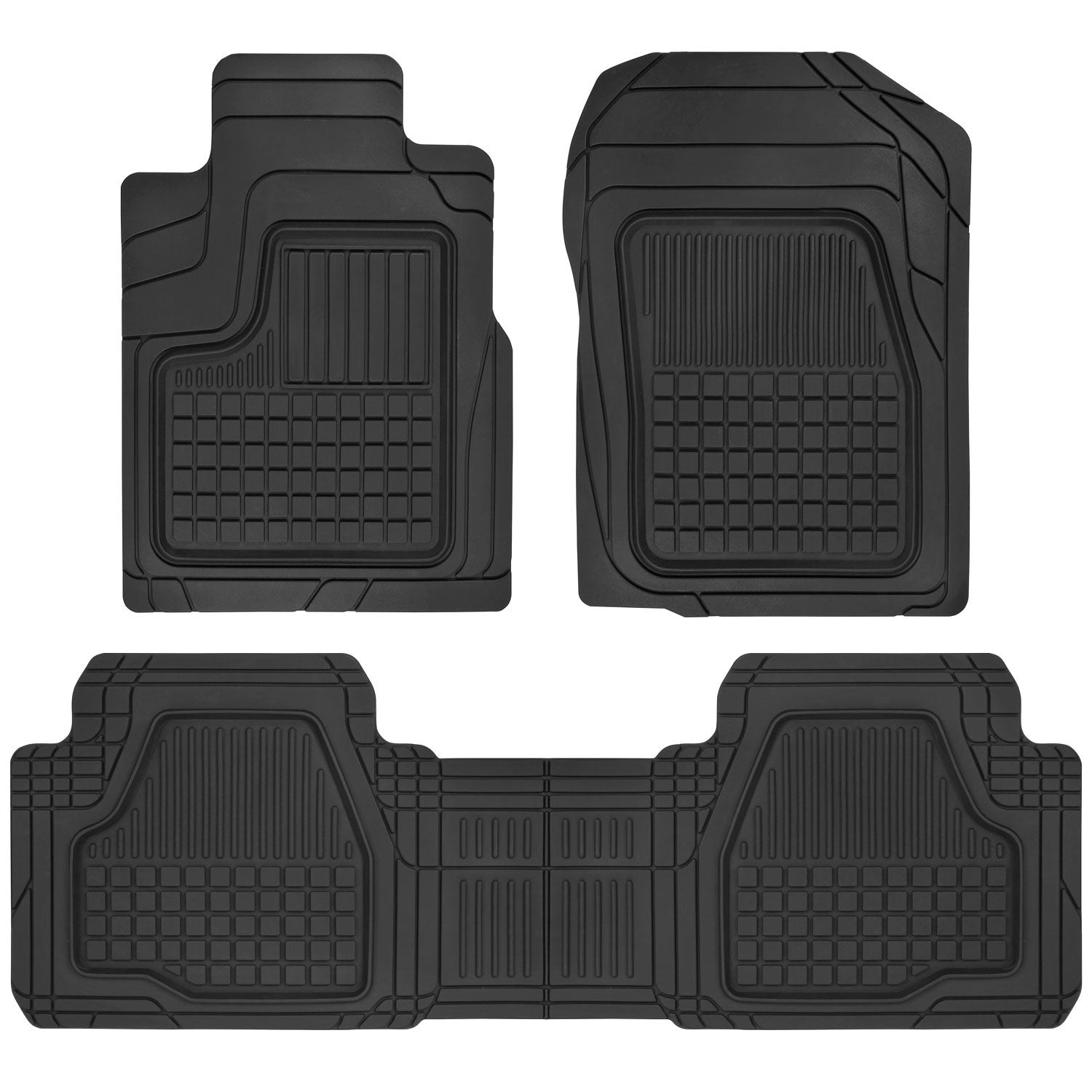 MotorTrend 3-Piece Premium Deep Dish Front Floor Mats and Rear Floor Mats - Heavy Duty, All Weather, Trim to Fit