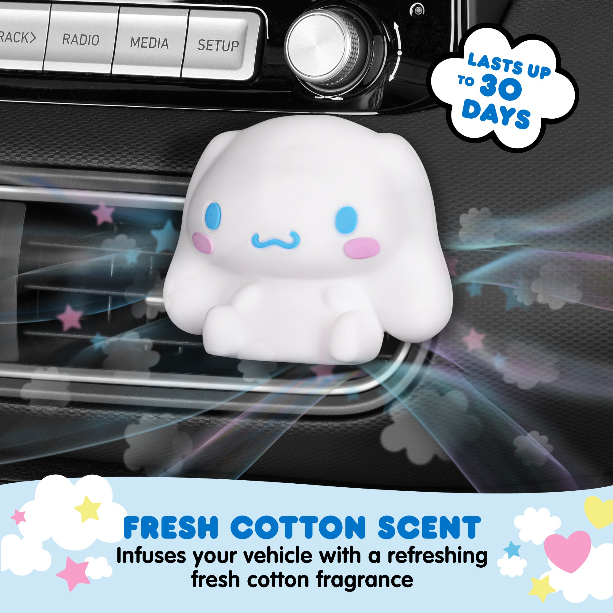 Carbella Official Hello Kitty Cinnamoroll Air Freshener Deodorizer - Fresh Cotton