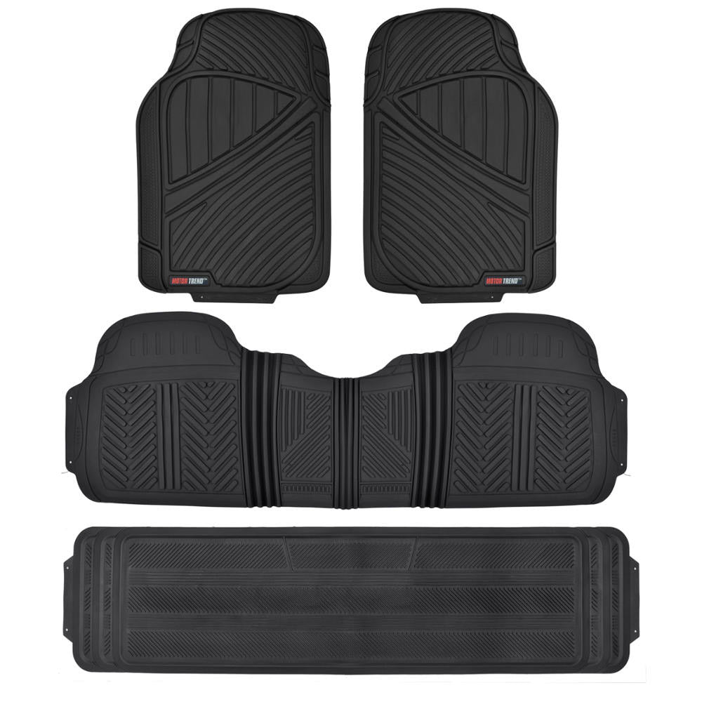 MotorTrend 4-Piece 3-Rows Extra-High Ridgeline Front Floor Mats, Middle Floor Mat, and Rear Floor Mat