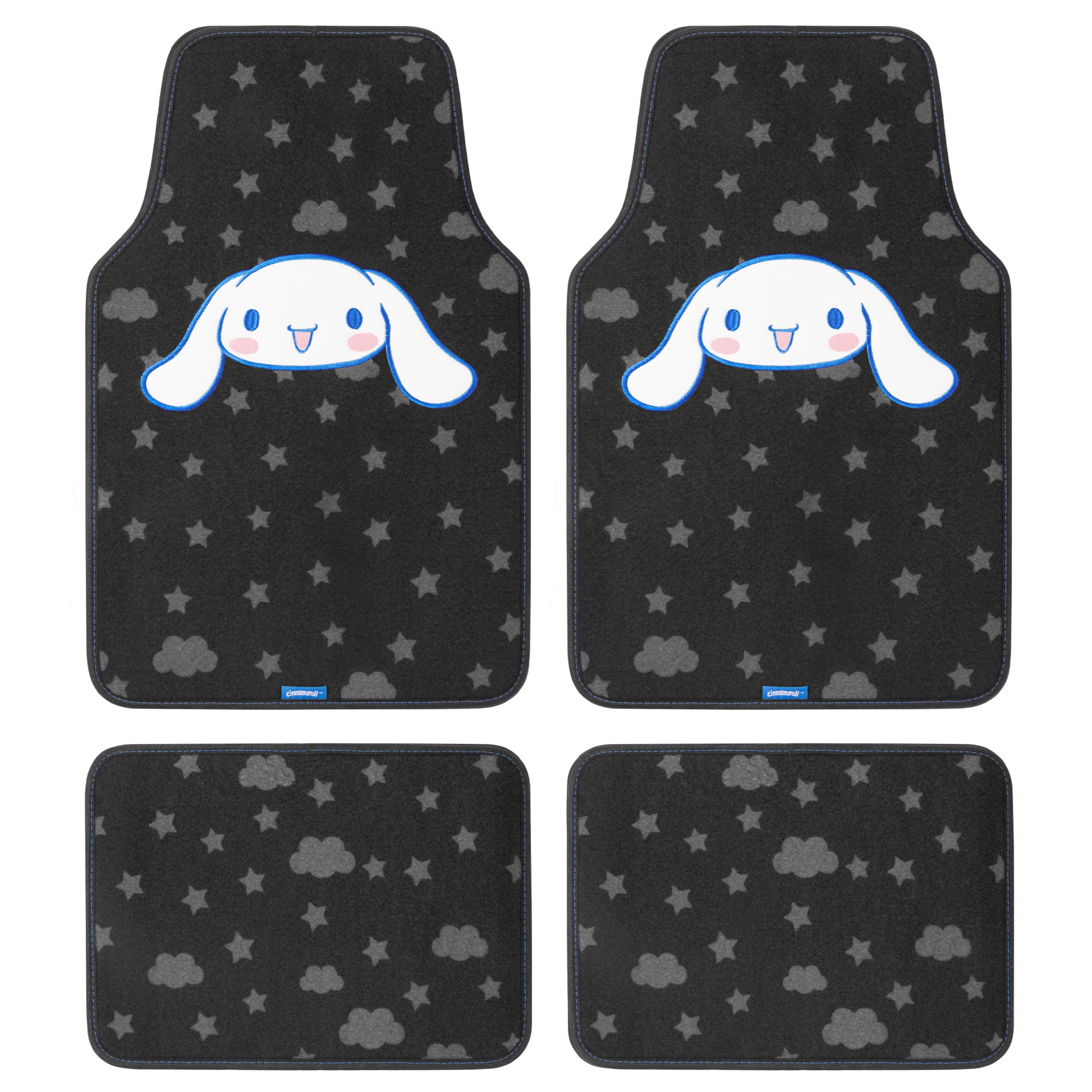 Cinnamoroll Carpet Car Floor Mats - Universal Fit for Cars, SUVs & Trucks - Super Cute Cinnamoroll Print & Pattern Accents - Front & Rear Set, 4 Piece