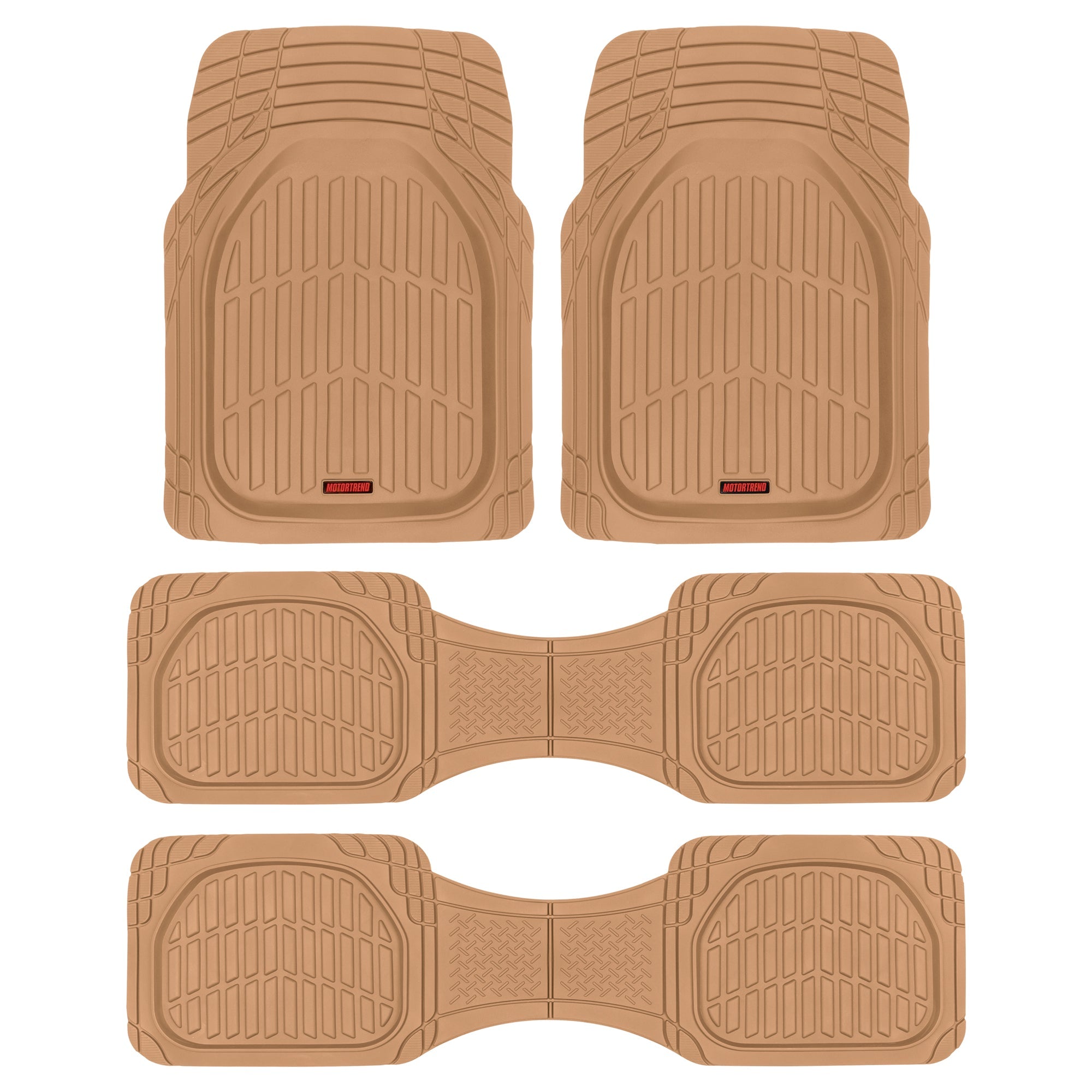 MotorTrend 4-Piece 3-Rows FlexTough Deep Dish Front Floor Mats, Middle Floor Mats, and Rear Floor Mat