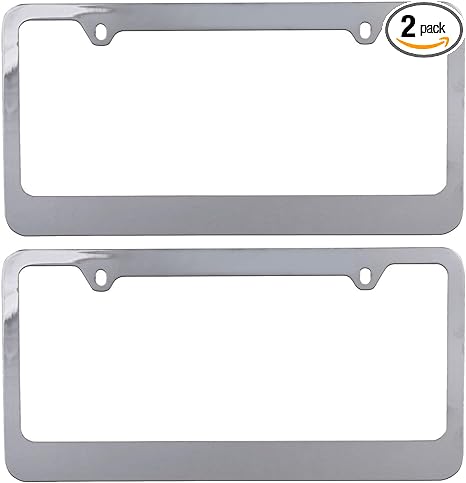 BDK Single Bald Eagle Stainless Steel Chrome Plated Metal License Plate Frame - Standard Size (12.25" x 6.25") - 1-Pack Bald Eagle