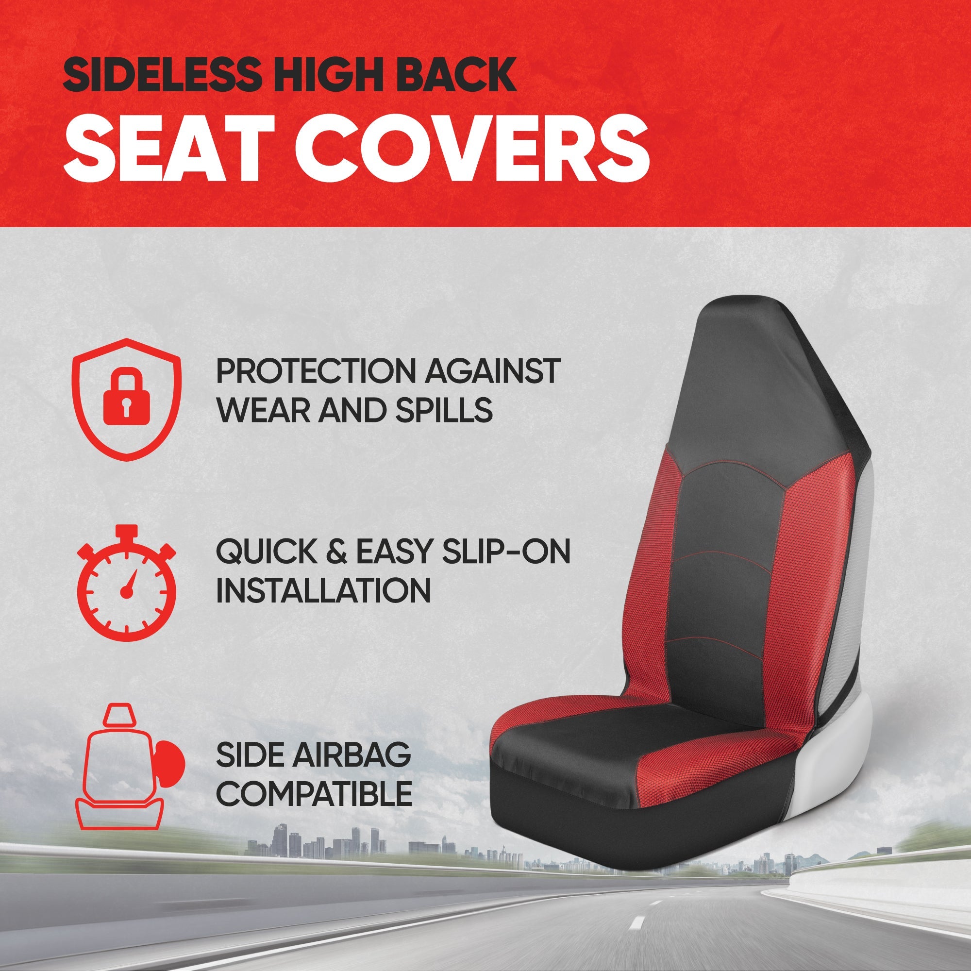 MotorTrend 2-Pack Sideless High Back Front Seat Covers