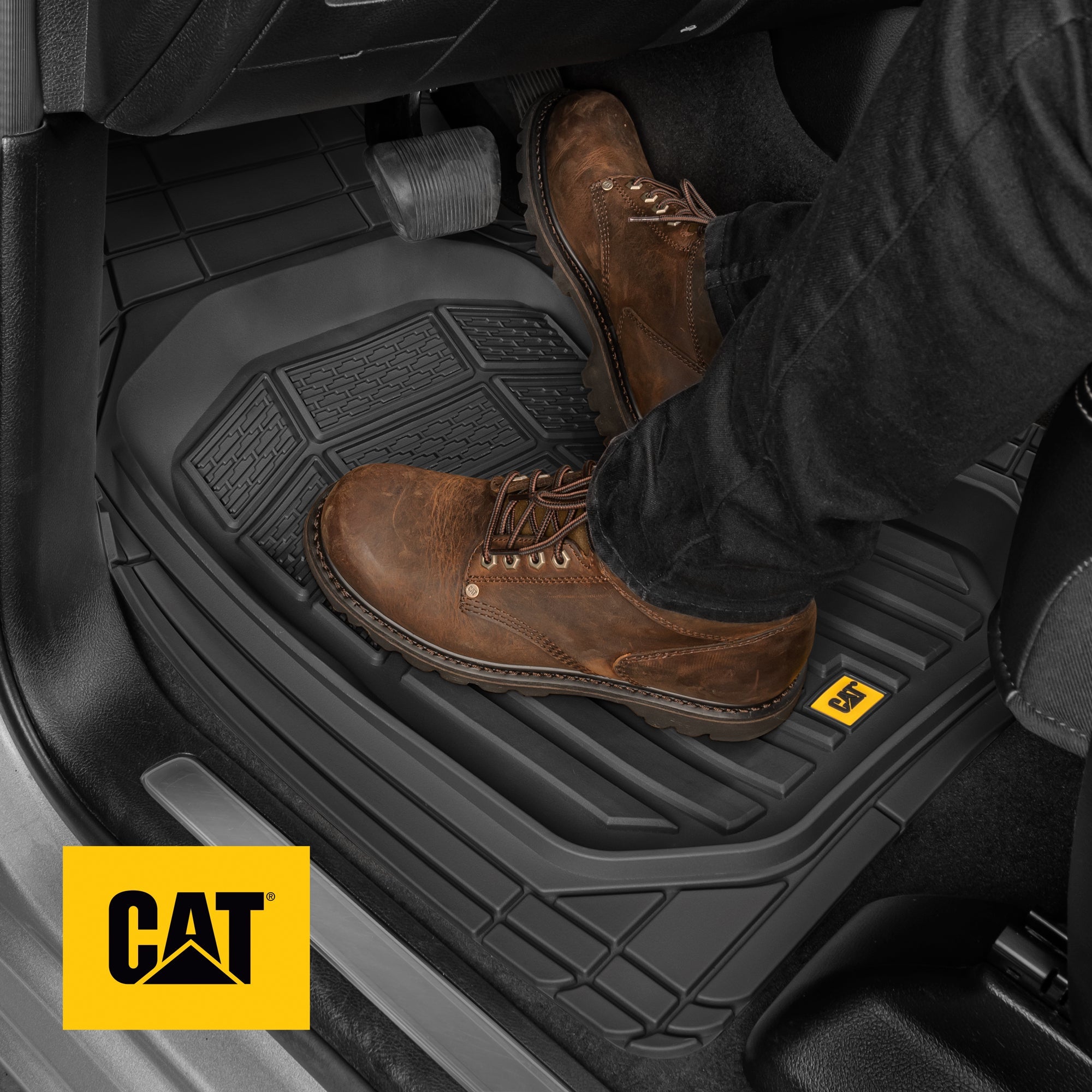 CAT 3-Piece Deep Dish Front Floor Mats and Rear Floor Mats - Heavy Duty, All Weather, Trim to Fit