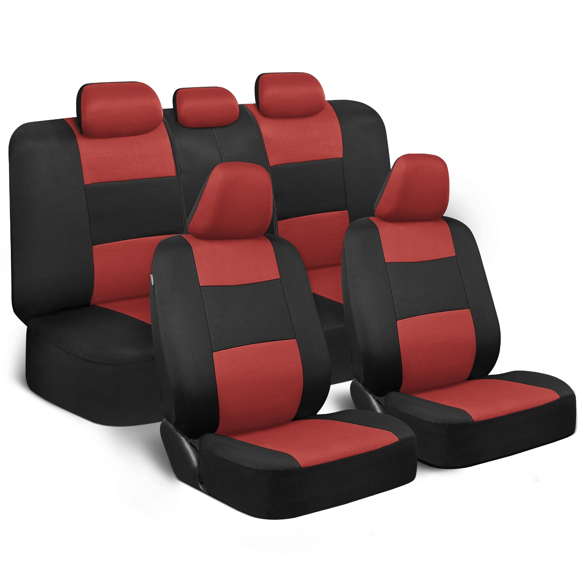 BDK 9-Piece PolyPro Front Seat Covers and Rear Seat Covers - Black/Terracotta