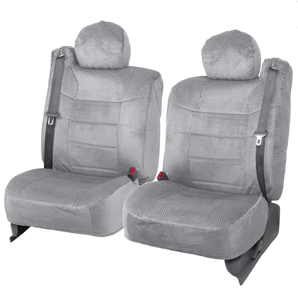 BDK Scottsdale Cloth Front Seat Covers for 99-2010 Ford F150 Truck & SUV - Black - Black:#000000