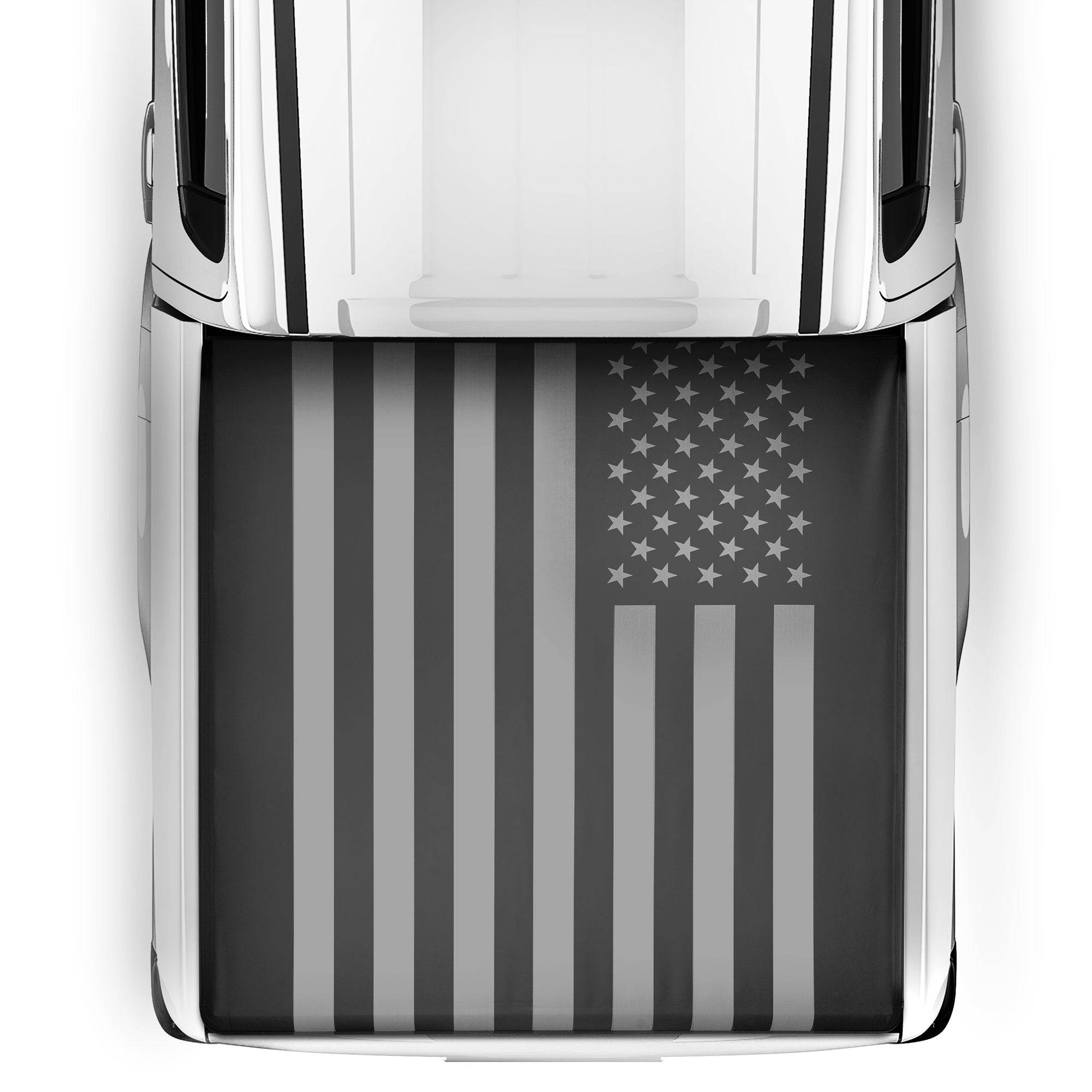 MotorBox USA Black American Flag Soft Roll-Up Retractable Tonneau Cover for Ram 1500 (2002 - 2023), Ram 2500 (2003 - 2020), Ram 3500 (2003 - 2020) - 6.4' bed