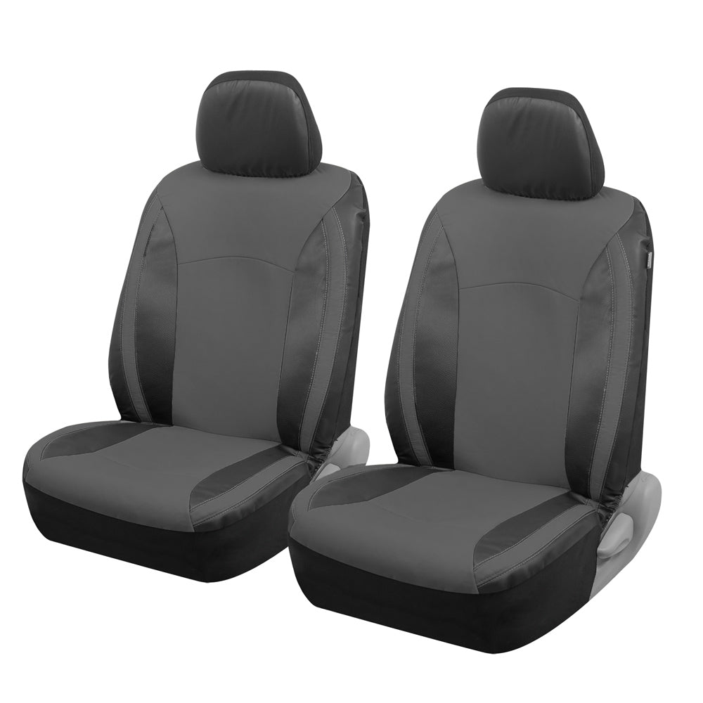 MotorTrend 2-Pack Premium Faux Leather Two-Tone Front Seat Covers