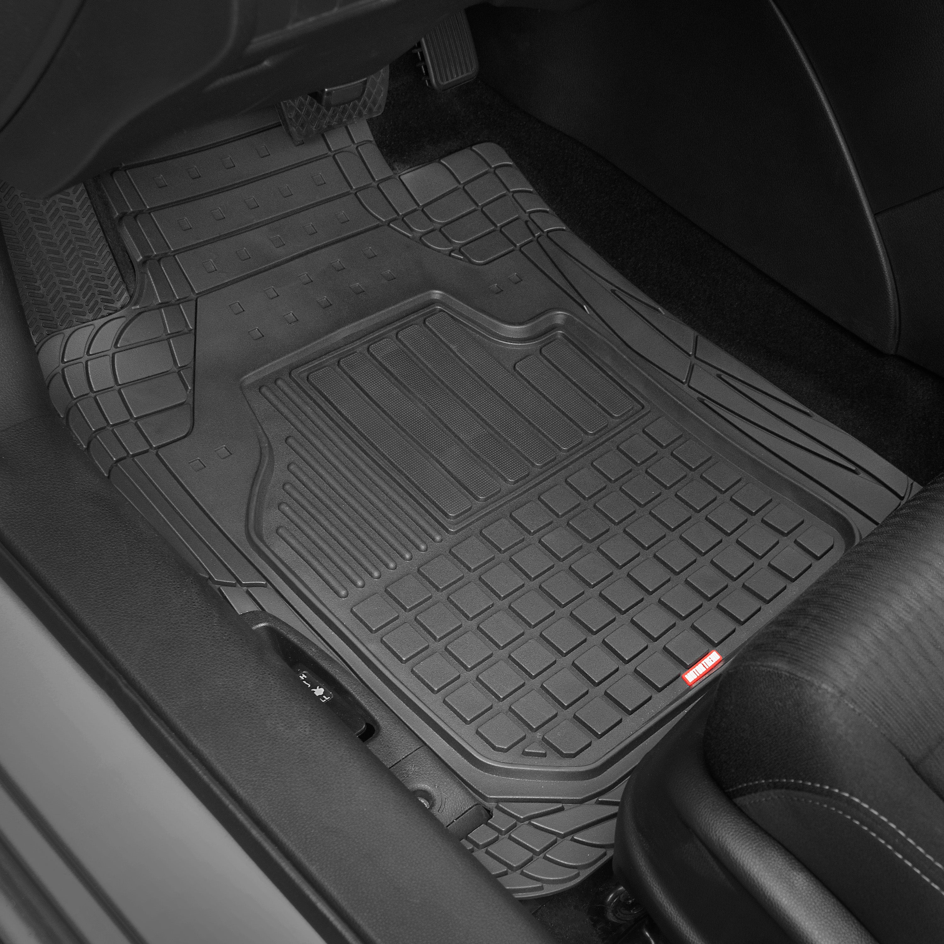 MotorTrend 4-Piece FlexTough Deep Dish Hybrid Groove Front Floor Mats and Rear Floor Mats - Heavy Duty, All Weather, Trim to Fit