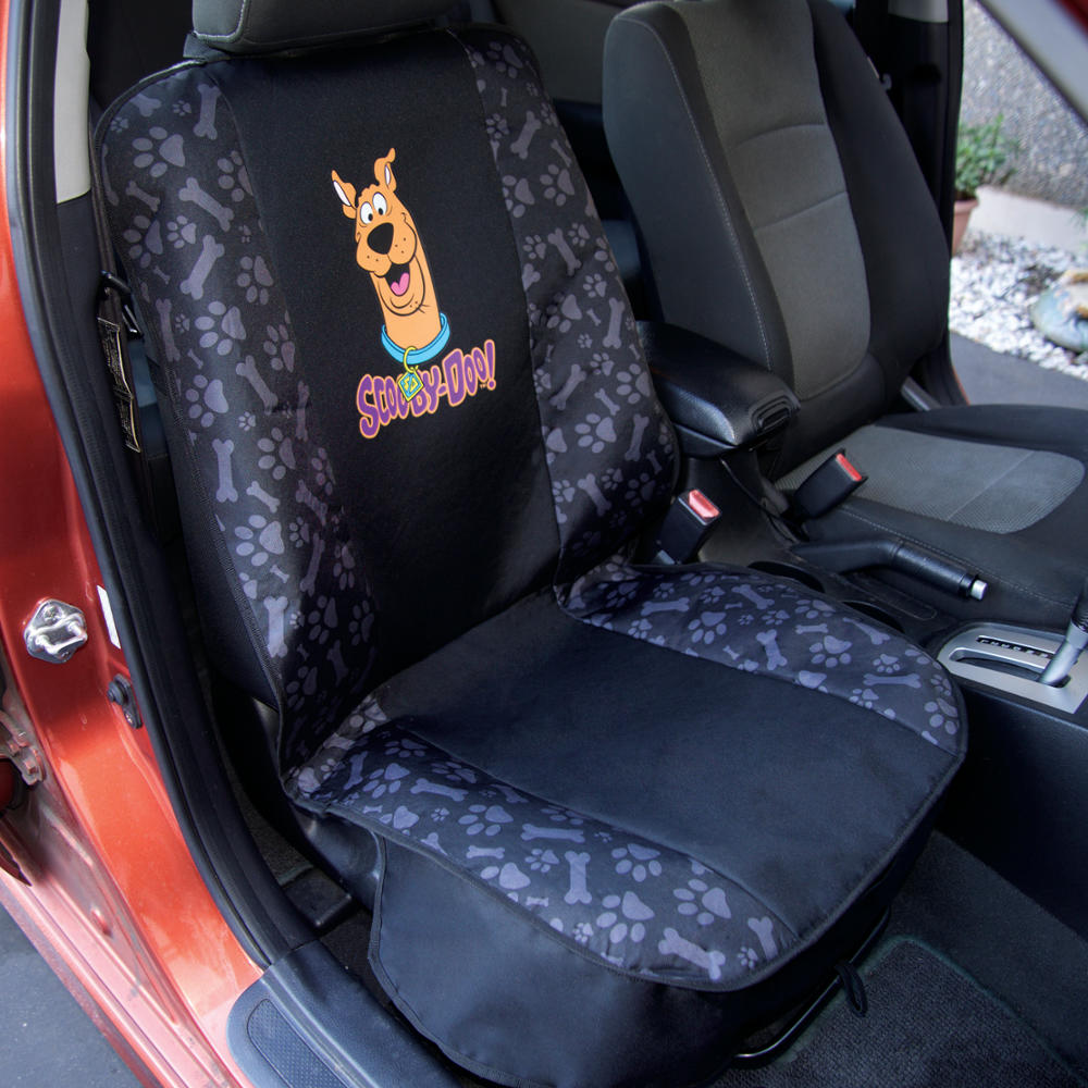 Scooby Doo Waterproof Car Seat Cover for Dogs, Front Seat– Heavy Duty Black Oxford Automotive Front Seat Cover for Pets, Interior Covers for Auto Truck Van SUV