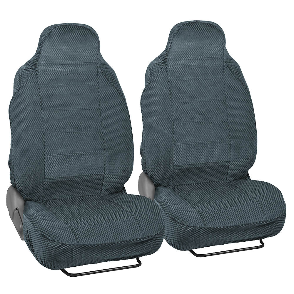 Advanced Performance Car Seat Covers - Instant Install Sideless Fronts + Full Interior Set for Auto (2pc Black Scottsdale) - Black:#000000