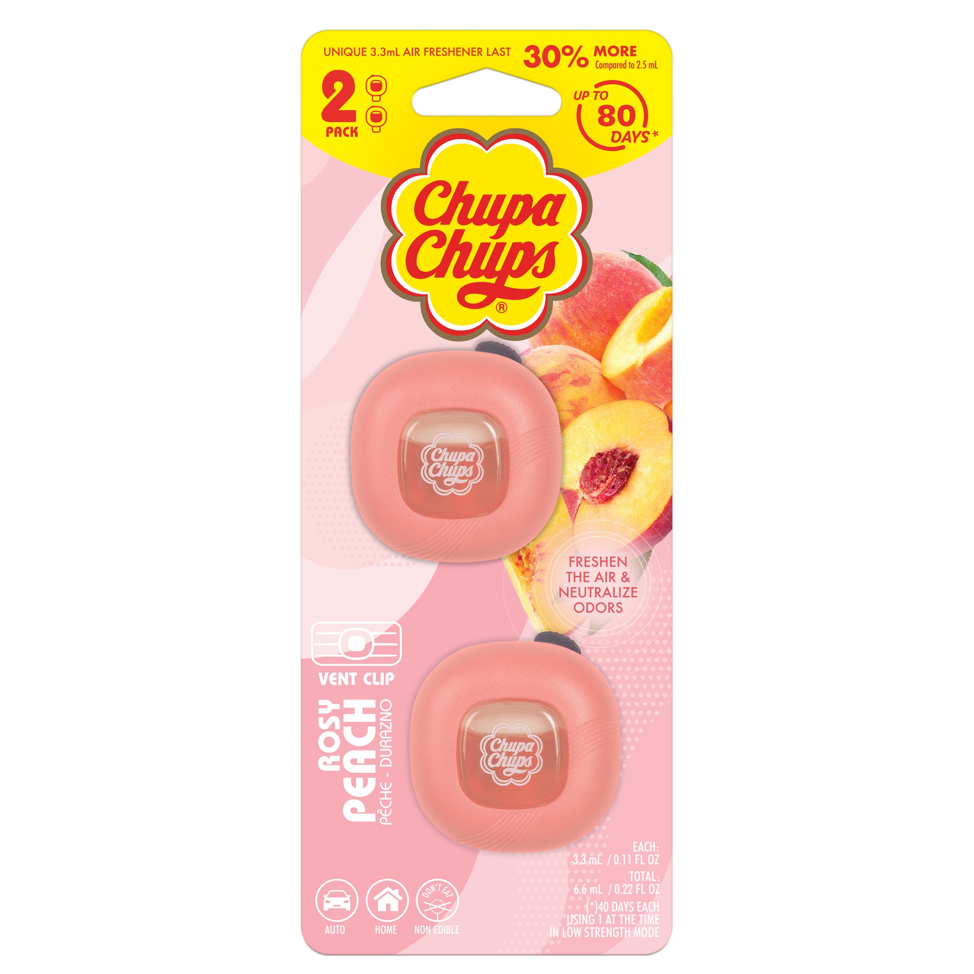 2-Pack Chupa Chups Air Freshener - Rosy Peach