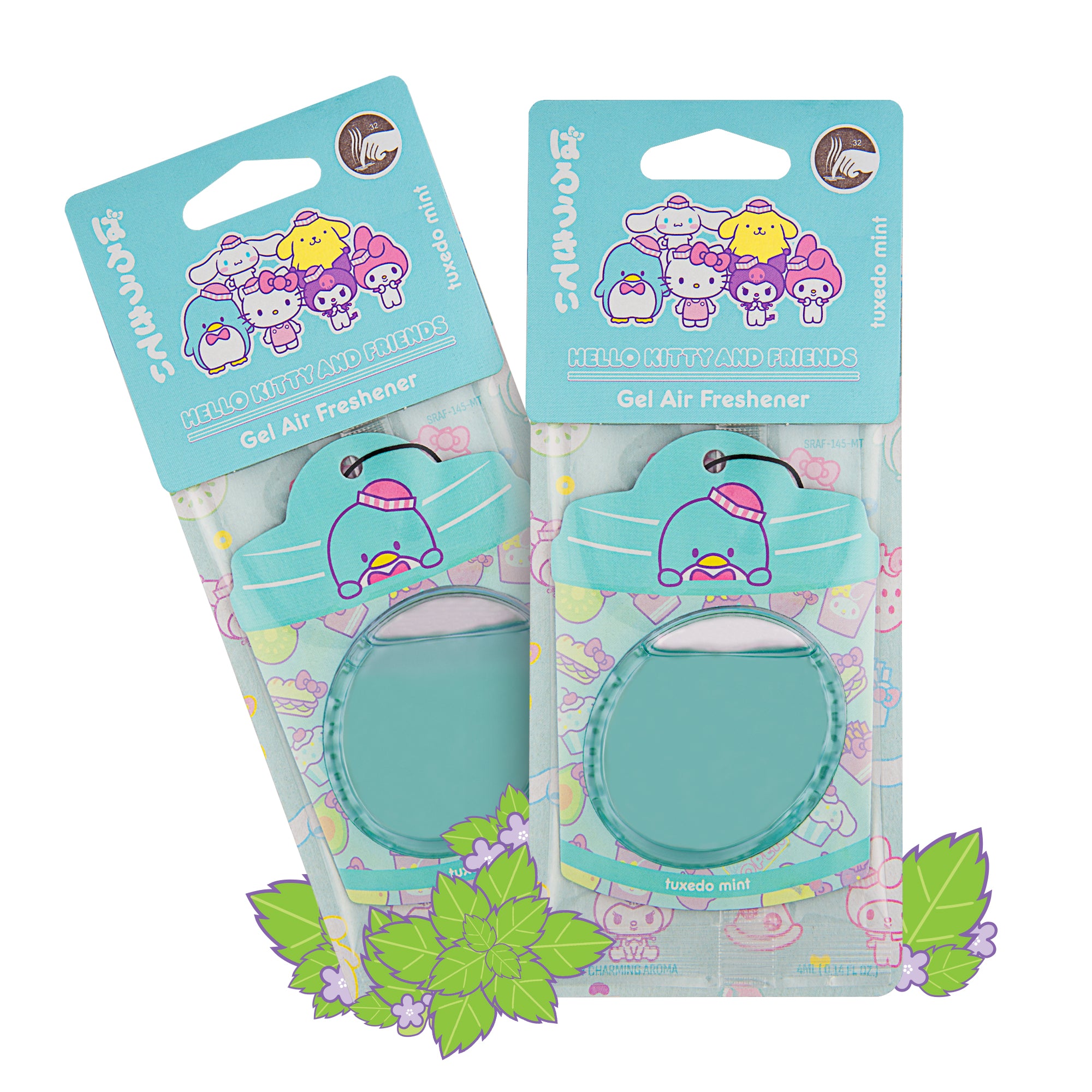 Hello Kitty and Friends Car Air Freshener (Tuxedosam - Tuxedo Mint) Hanging Gel Area Deodorizer, Long-Lasting Car Scents Air Freshener, Cute Automotive Sanrio Accessories Decor, 2-Pack