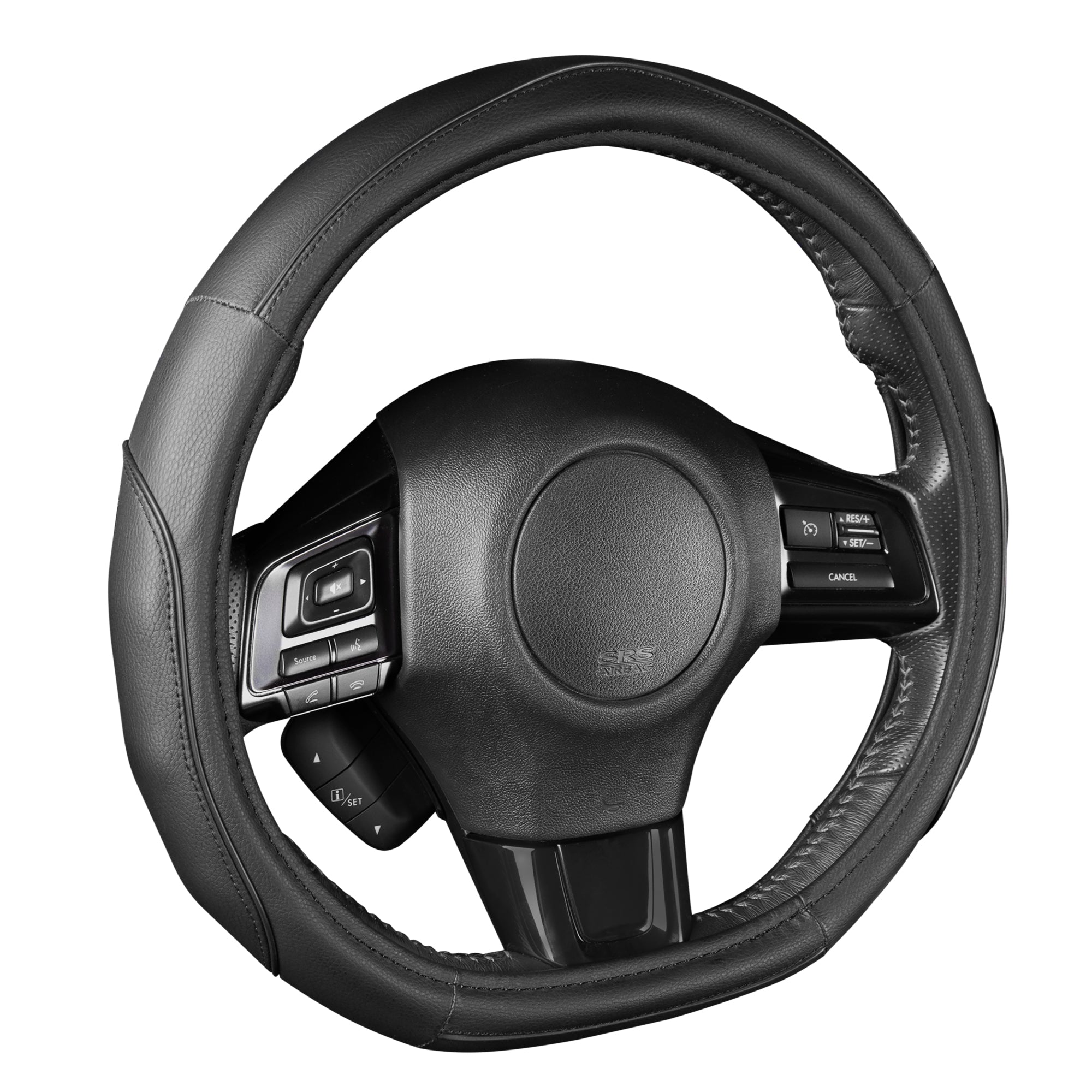 MotorTrend Stealth D-Shaped Steering Wheel Cover (Fits 14.5" - 15.5")