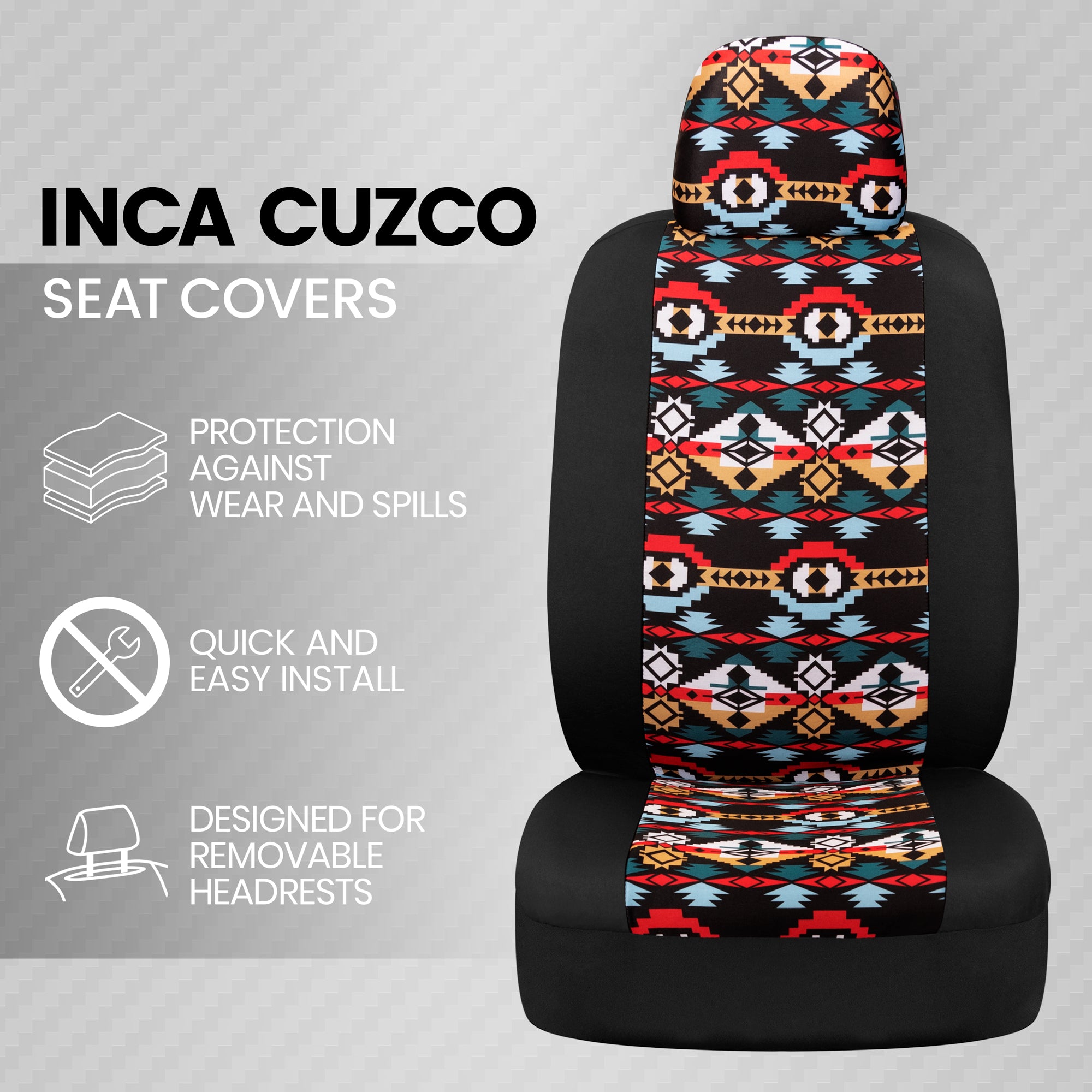 BDK 2-Pack Aztec Pattern Front Seat Covers