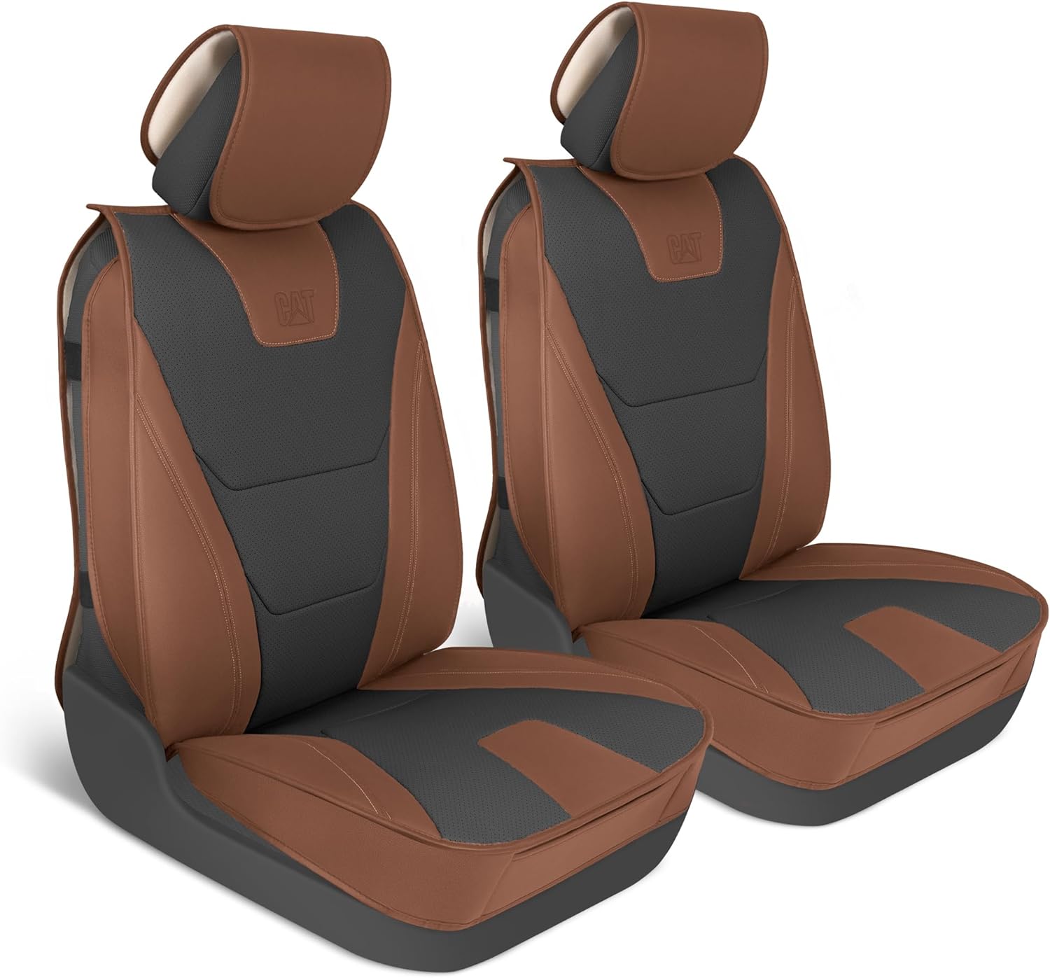 CAT 2-Pack Edge Deluxe Premium Two-Tone Faux Leather Front Seat Covers
