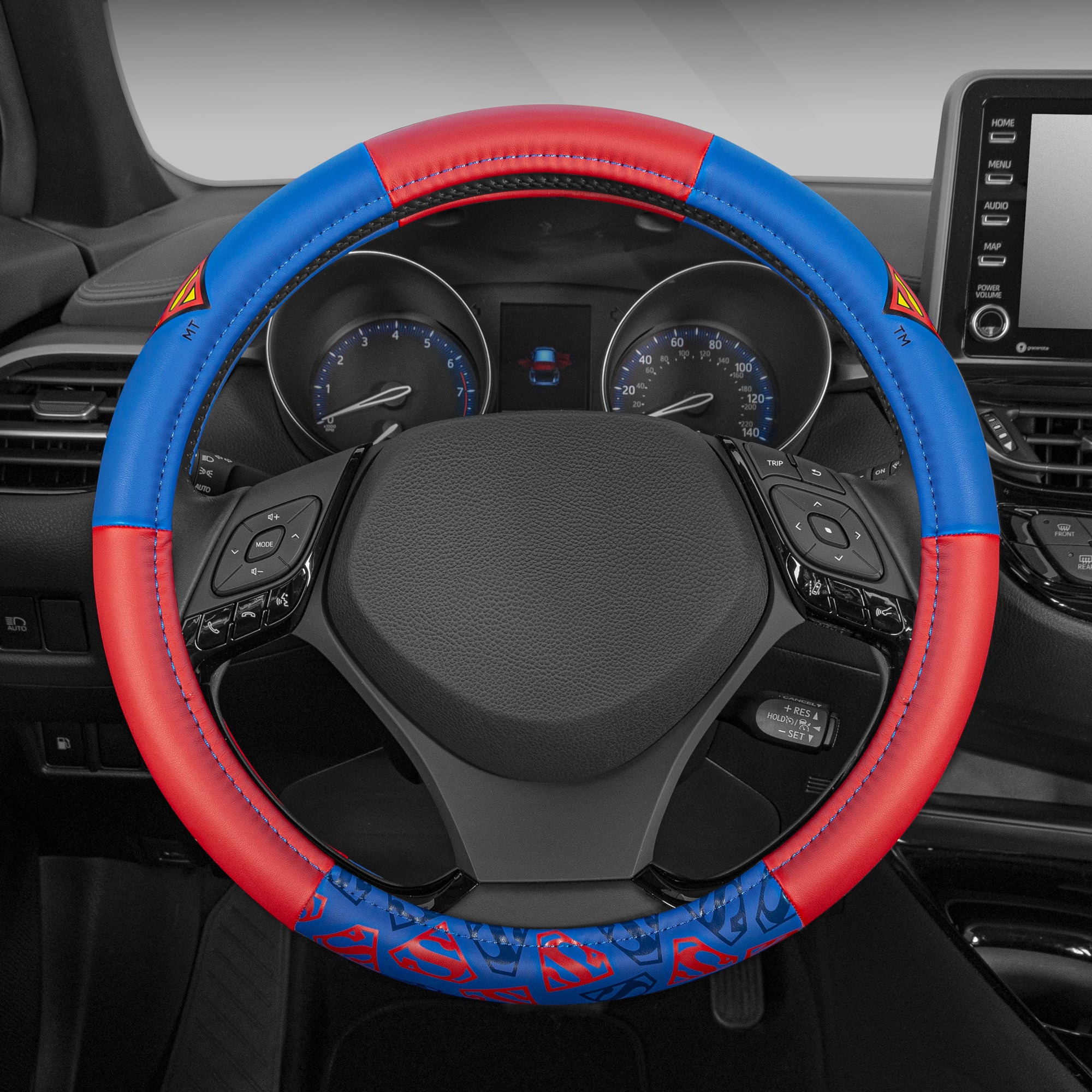 Warner Bros DC Comics Superman Logo Steering Wheel Cover (Fits 14.5" - 15.5")