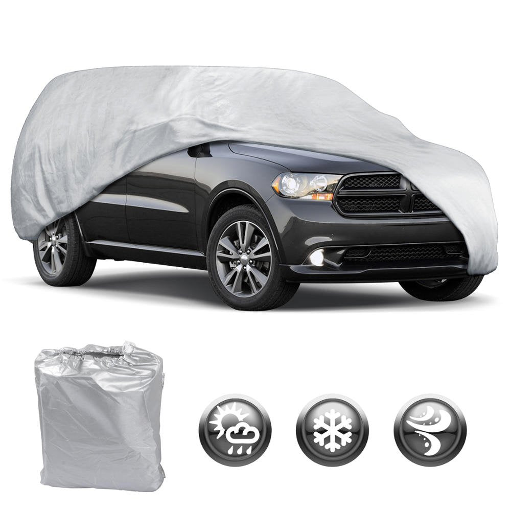 MotorTrend Single Layer Poly Vehicle Cover with Storage Bag and Cable Lock for Cars, SUVs, Trucks, Vans - Universal Fit, All Weather - Small (Fits up to 185")