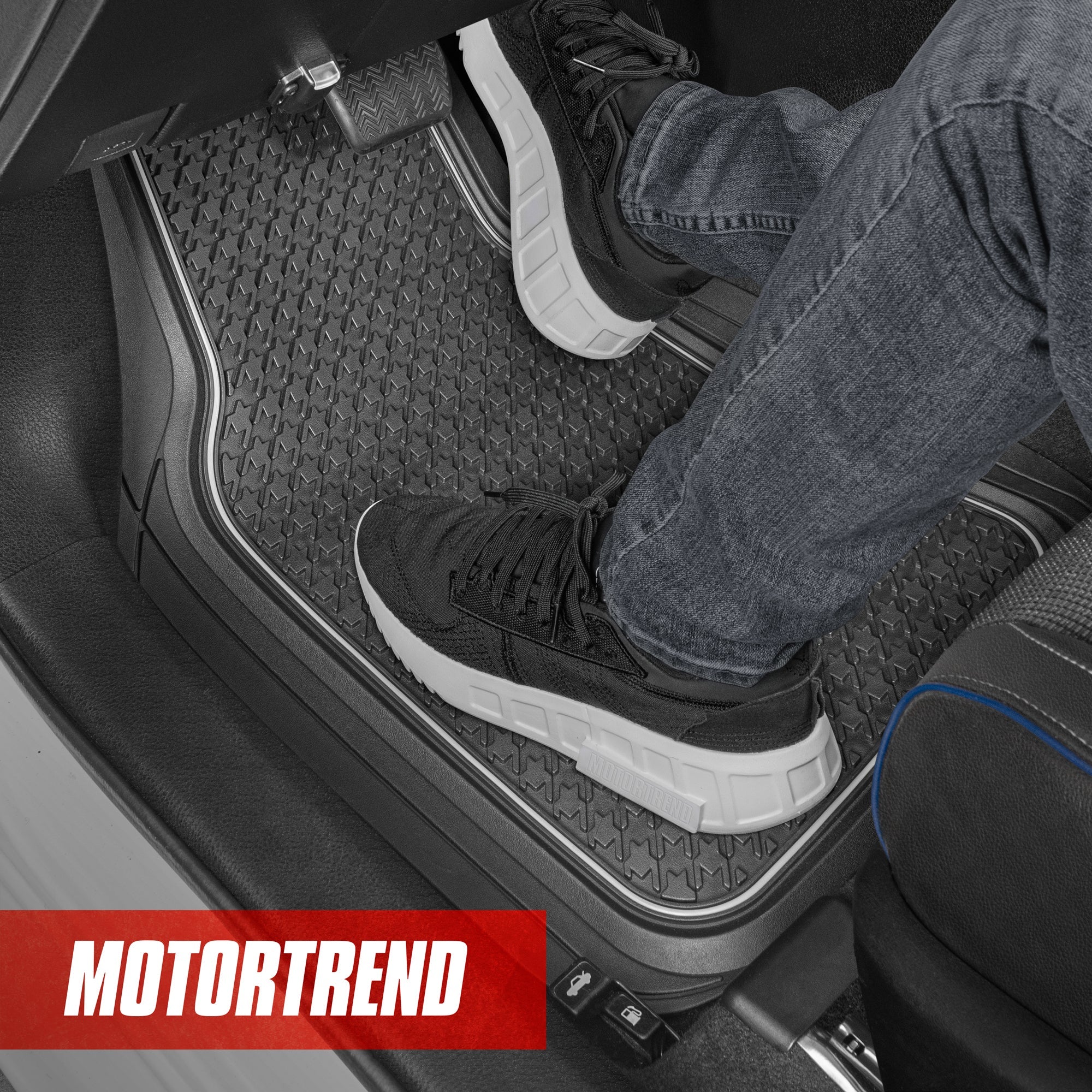 MotorTrend 4-Piece Houndstooth Pattern Front Floor Mats and Rear Floor Mats - Heavy Duty, All Weather, Trim to Fit