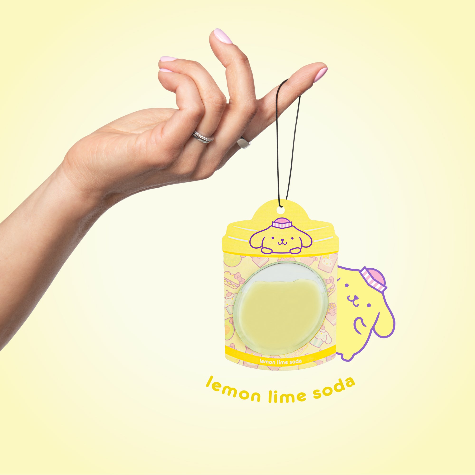 Hello Kitty and Friends Car Air Freshener (Pompompurin - Lemon Lime Soda) Hanging Gel Area Deodorizer, Long-Lasting Car Scents Air Freshener, Cute Automotive Sanrio Accessories Decor, 2-Pack