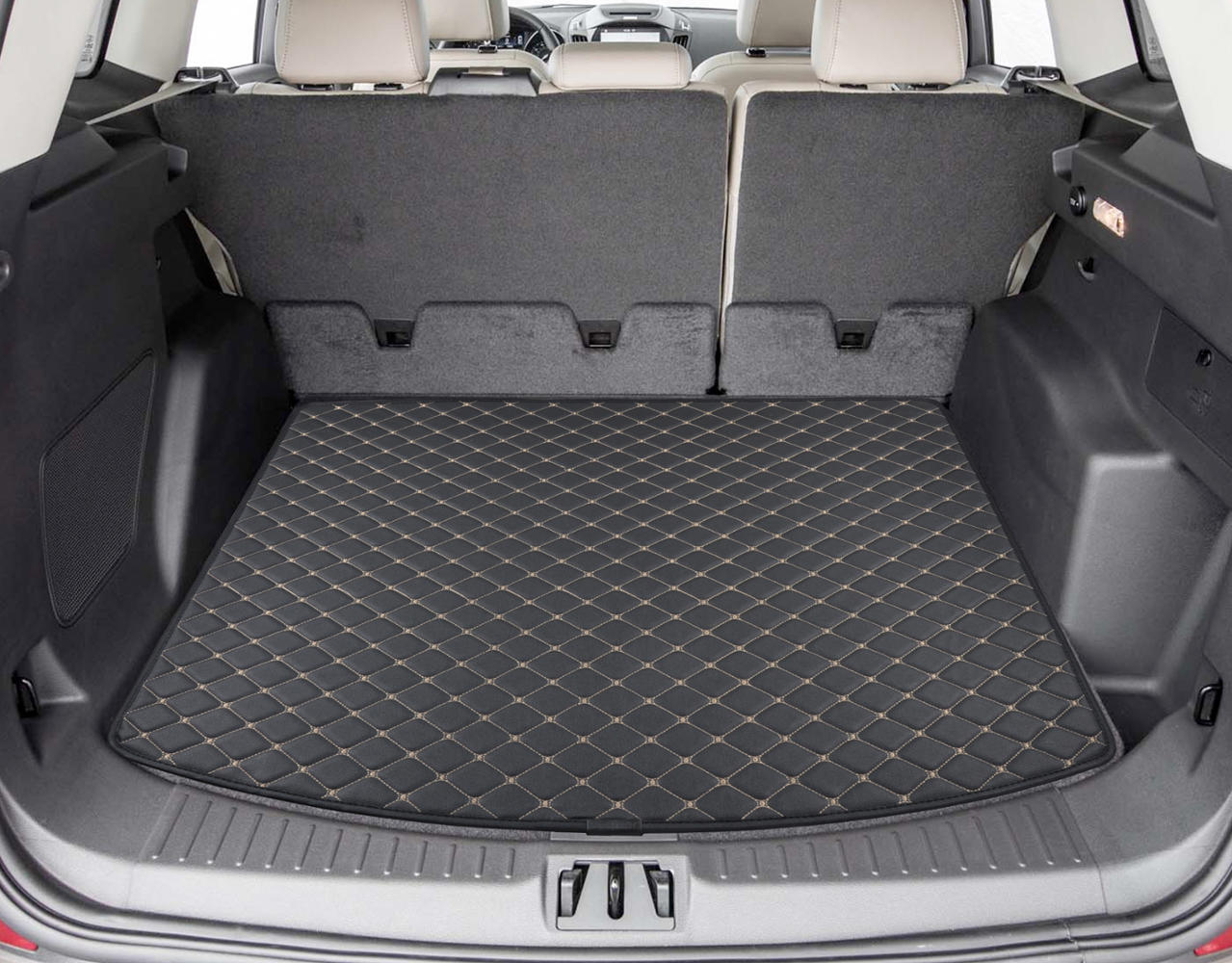 BDK Custom Fit Diamond Stitch Leatherette Trunk/Cargo Liner Mat for Ford Escape (2013 - 2016)