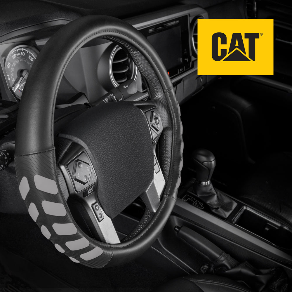 CAT UltraSport Faux Leather Steering Wheel Cover for RVs, Semi-Trucks, Trucks, and Big Rigs L (15.5" - 16.5")