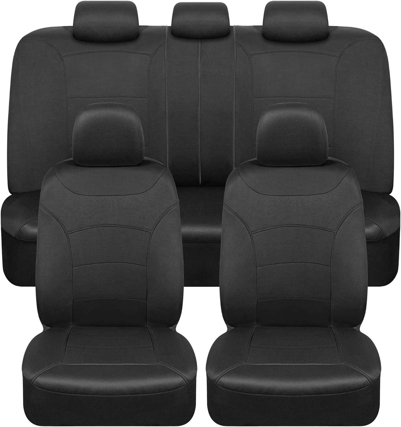 BDK carXS Turismo Car Seat Covers Full Set, Beige Two-Tone Front Seat Covers with Split Rear Bench Back Seat Cover, Automotive Seat Covers for Trucks SUV Van Auto (Multiple Colors)