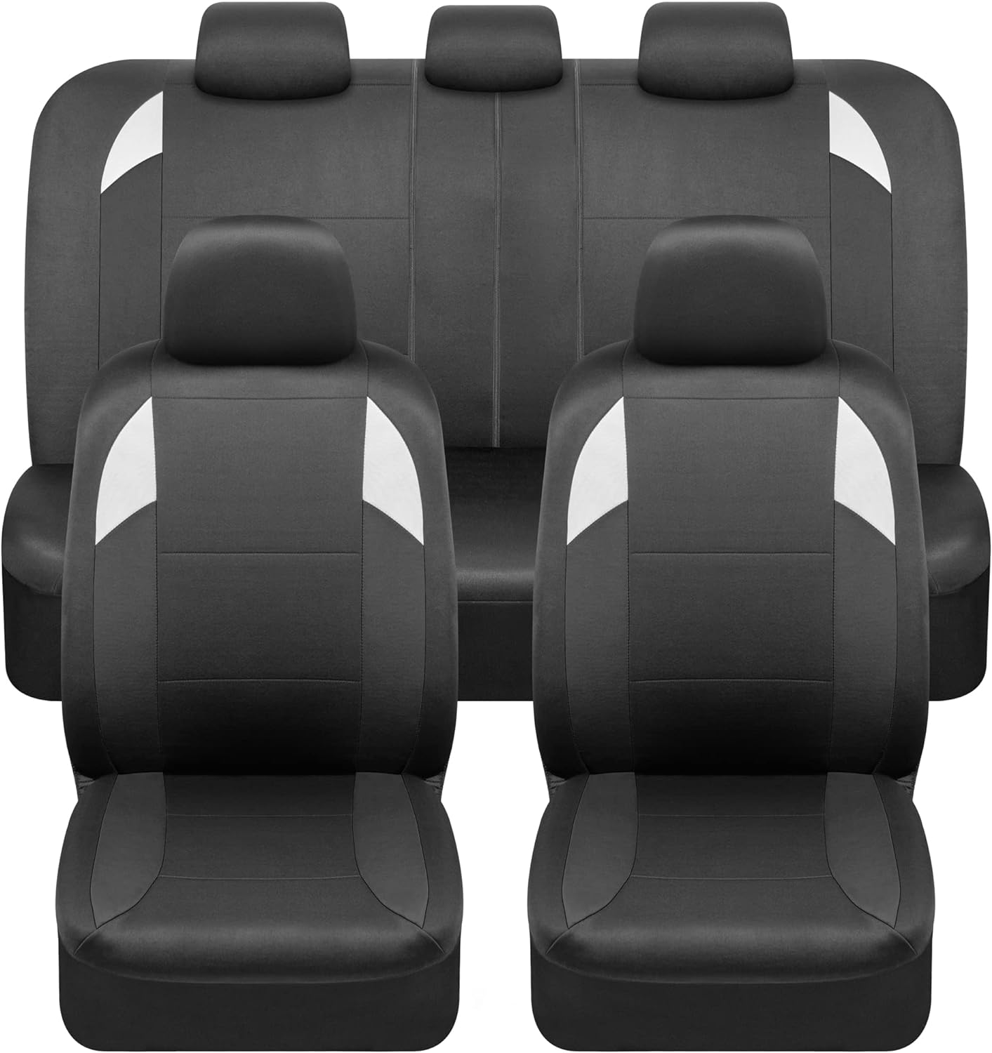 BDK carXS Monaco Seat Covers for Cars Full Set, Beige Tri-Tone Front Car Seat Covers with Split Rear Bench Back Seat Cover, Automotive Seat Covers for Trucks SUV Van Auto (Multiple Colors)