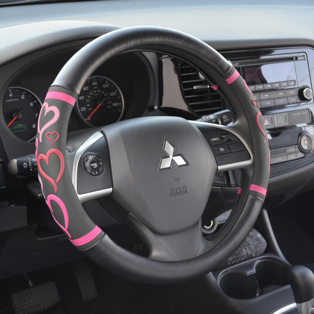 BDK Universal Fit Universal Love Story Steering Wheel Cover - Rubber (Love Story Pink)