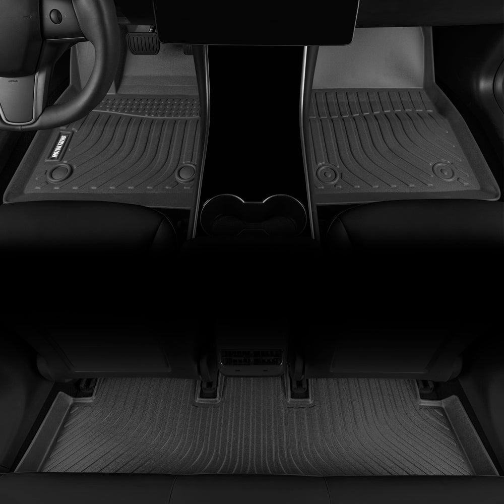 Motor Trend 3D Contour Fit Front & Rear Floor Mats for 2017-2020 Tesla Model 3 Liners, Odorless All Weather Protection