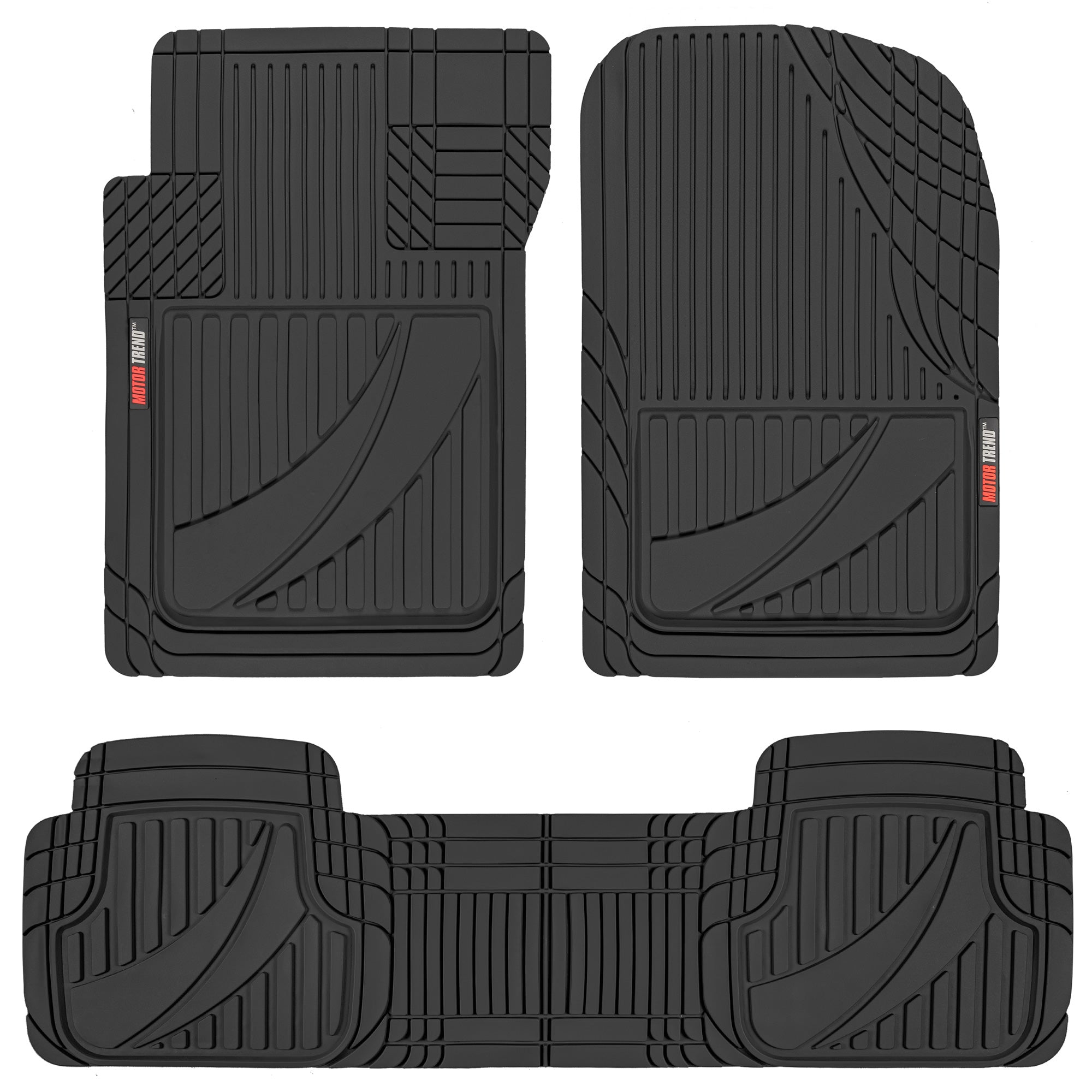 MotorTrend 3-Piece FlexTough Advanced Rubber Multi-Channel Front Floor Mats and Rear Floor Mat