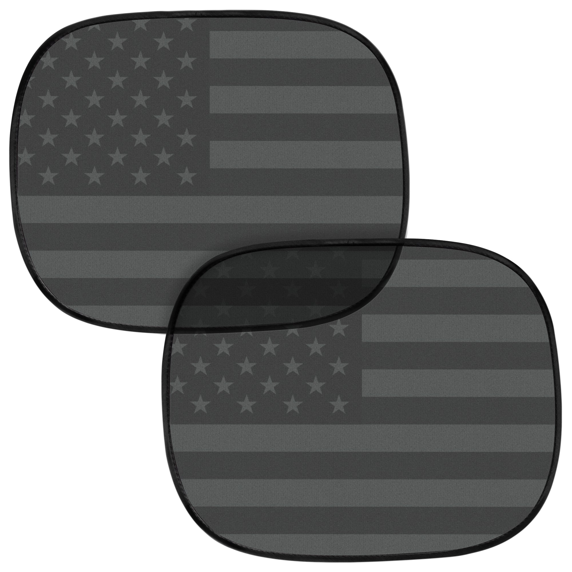 MotorTrend 2-Pack EasyCling American Black US Flag Window Sunshades (18" x 14")