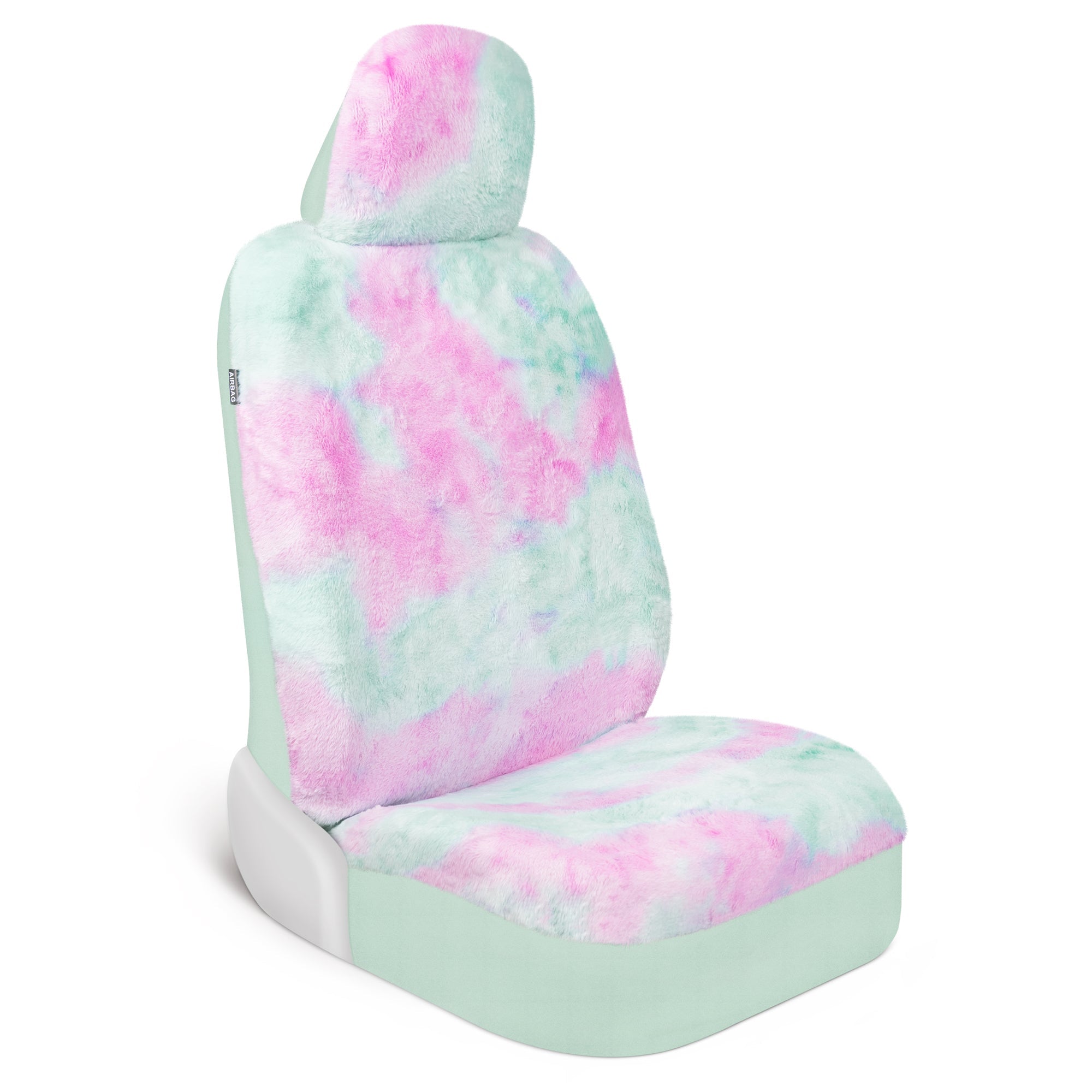 Carbella Tie-Dye Faux Fur Car Seat Cover, 1 Piece Mint Sheepskin Front Seat Cover for Cars with Soft and Plush Touch, Cute Automotive Interior Cover for Trucks Van SUV, Car Accessories for Women