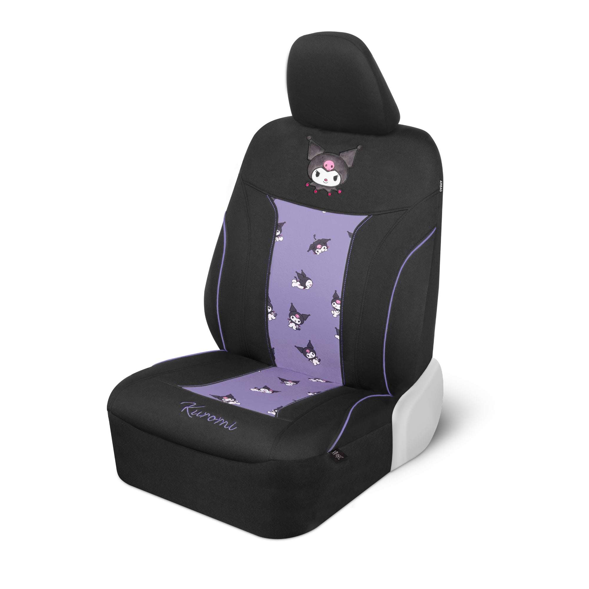 Hello Kitty Kuromi Car Seat Cover - Cute Black and Purple Front Seat Cover with Lavender Accents, Durable and Comfortable Polyester, Car Accessories Hello Kitty Accessories 1pc