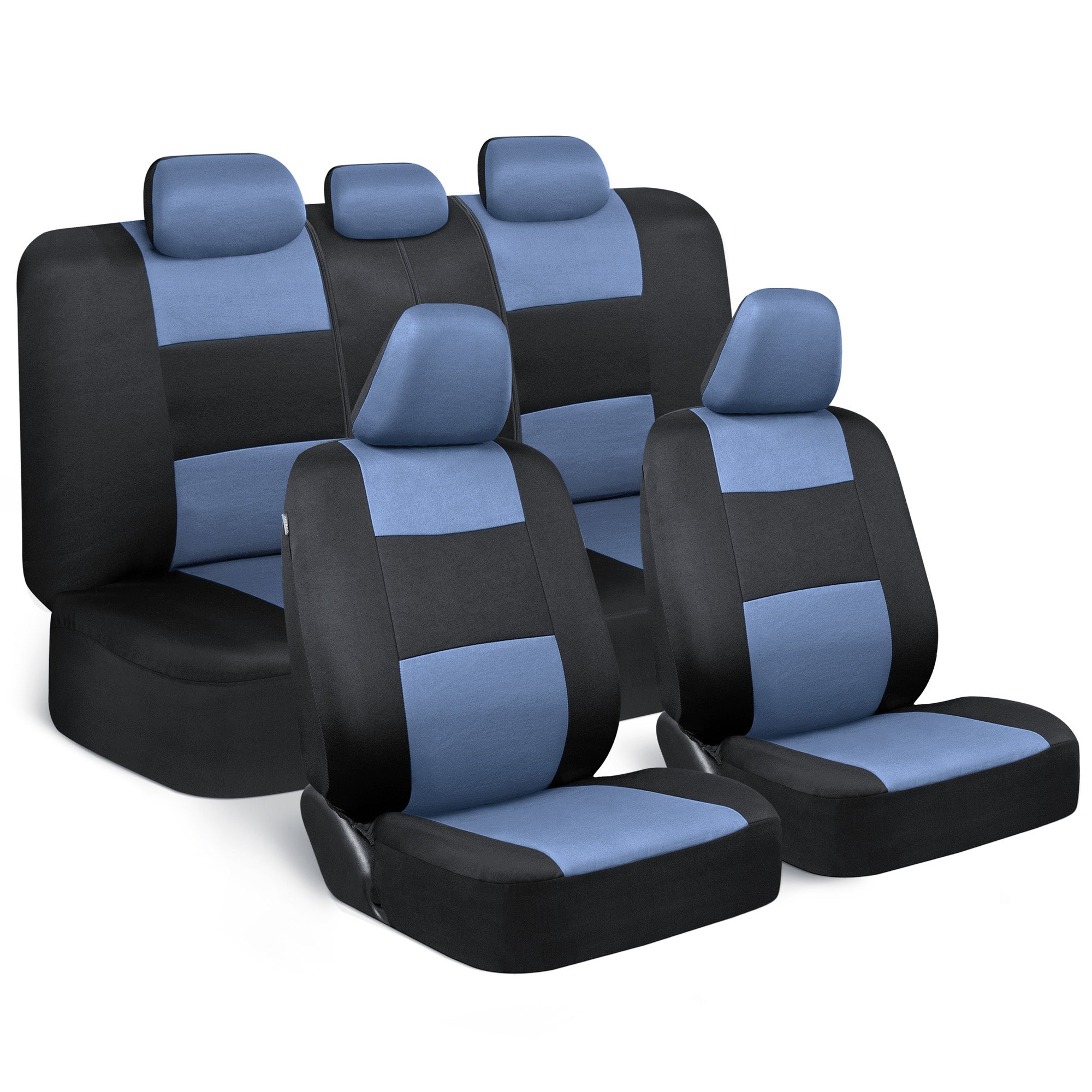 BDK 9-Piece PolyPro Front Seat Covers and Rear Seat Covers - Black/Blue