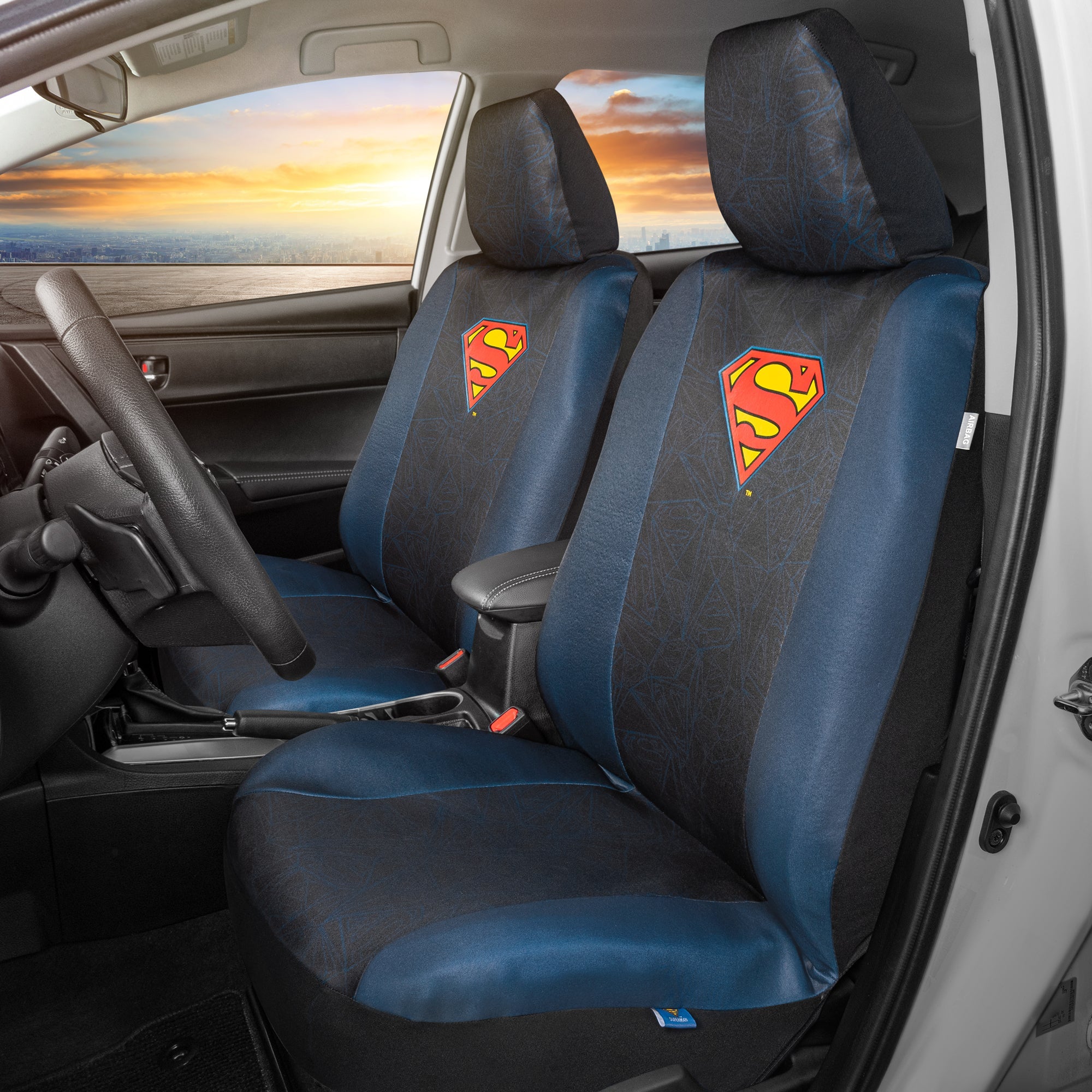 Warner Bros DC Comics 2-Pack Superman Logo Front Seat Covers