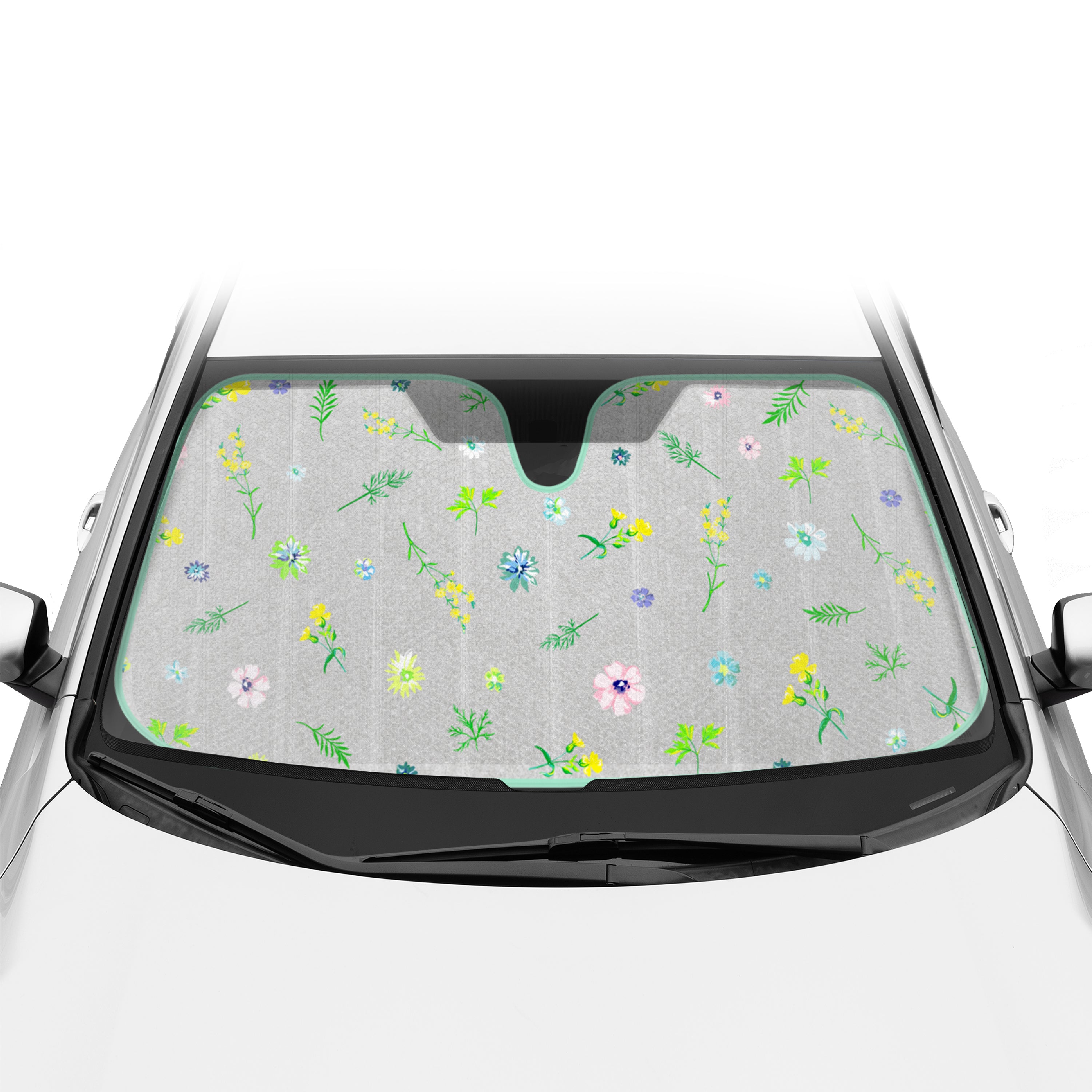 BDK Pastel Flowers Front Windshield Sunshade with Storage Strap (57" x 27")